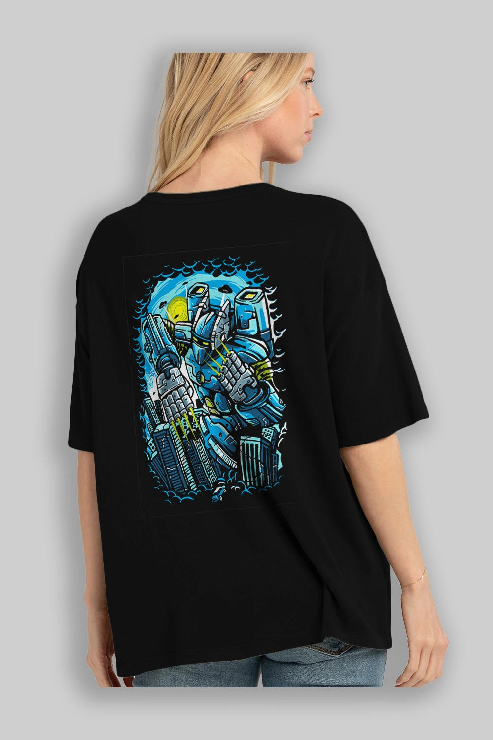 Destroy The City Arka Baskılı Oversize t-shirt Erkek Kadın Unisex %100 Pamuk