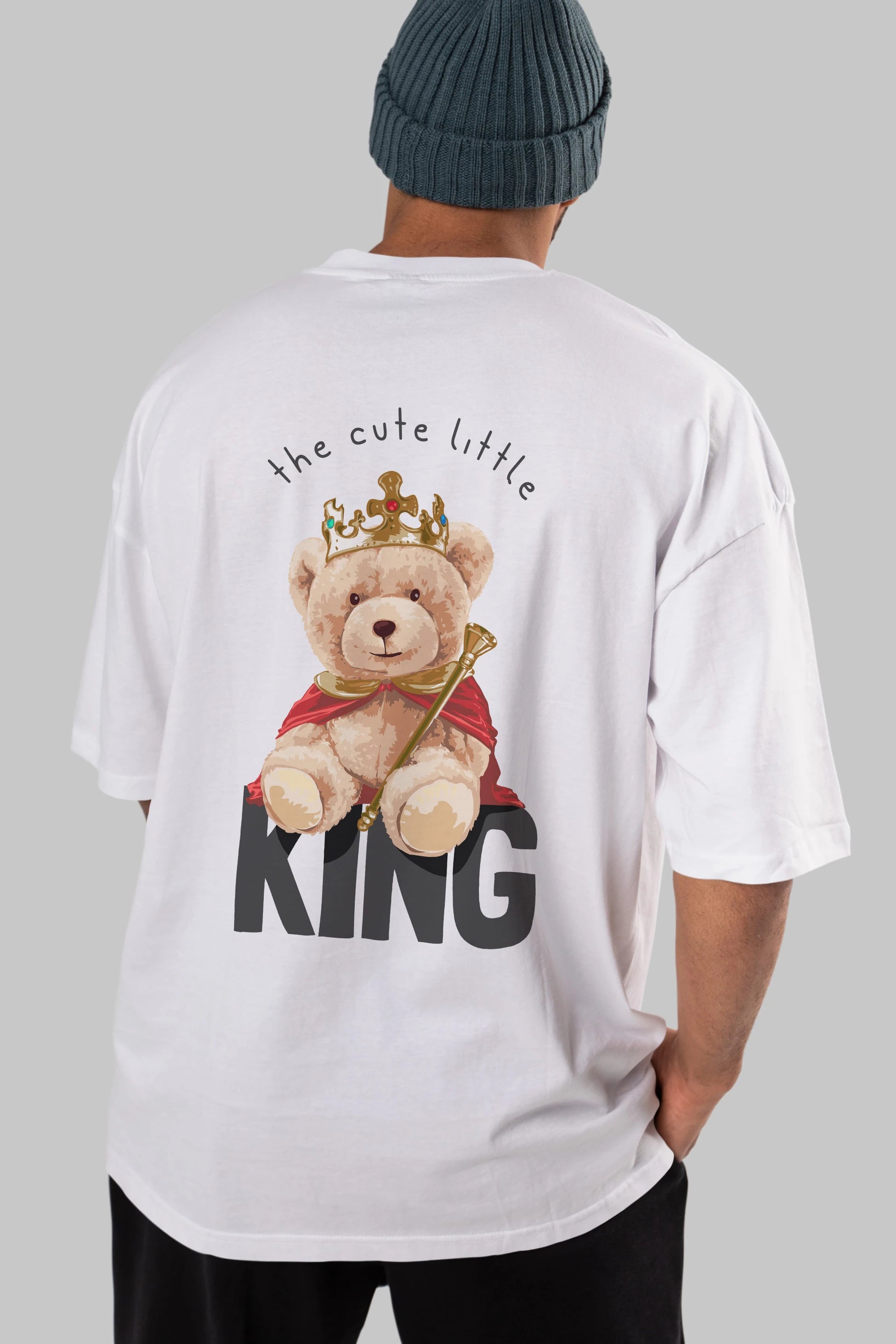 Teddy Bear King Arka Baskılı Oversize t-shirt Erkek Kadın Unisex %100 Pamuk