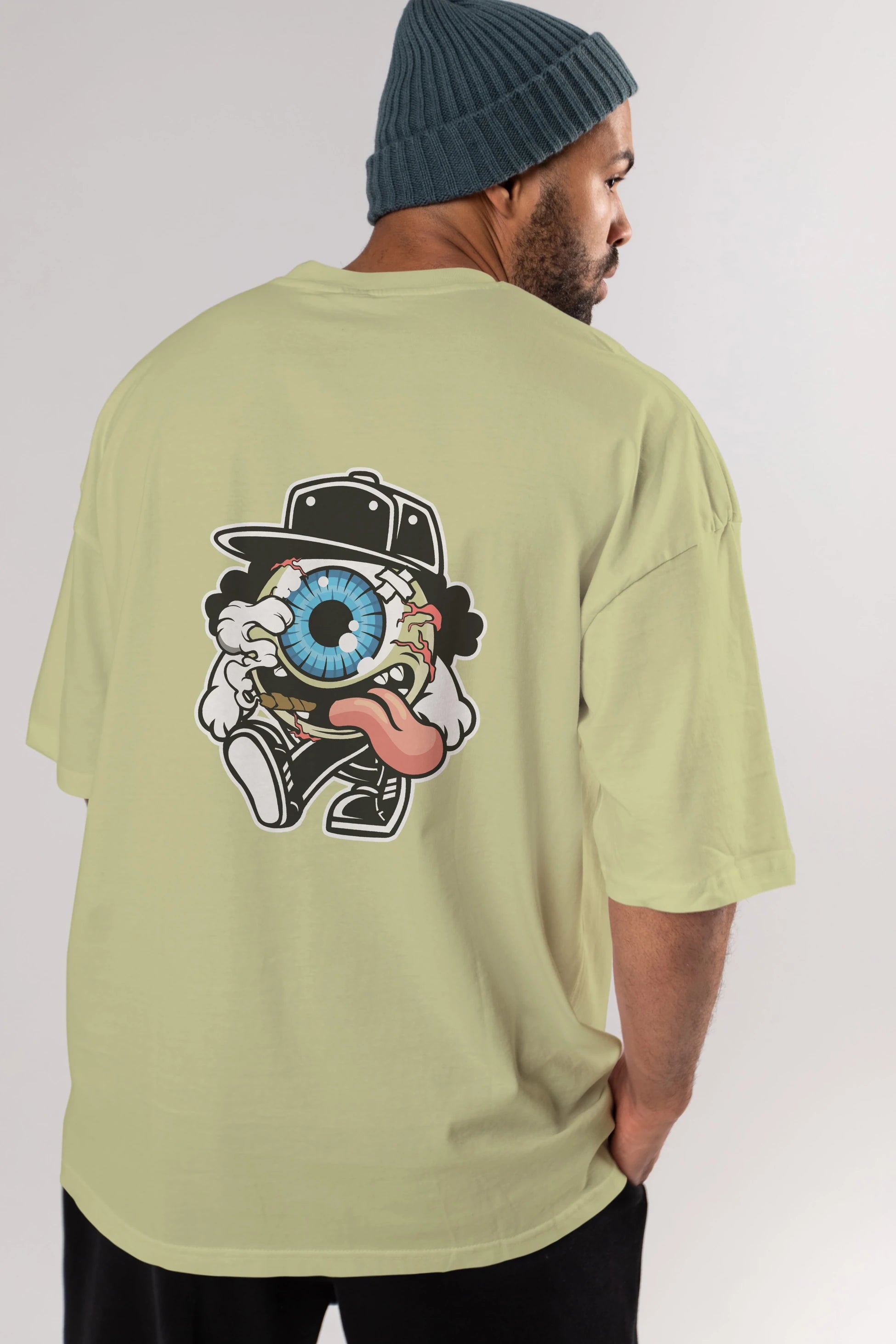 Eyeball Arka Baskılı Oversize t-shirt Erkek Kadın Unisex %100 Pamuk tişort