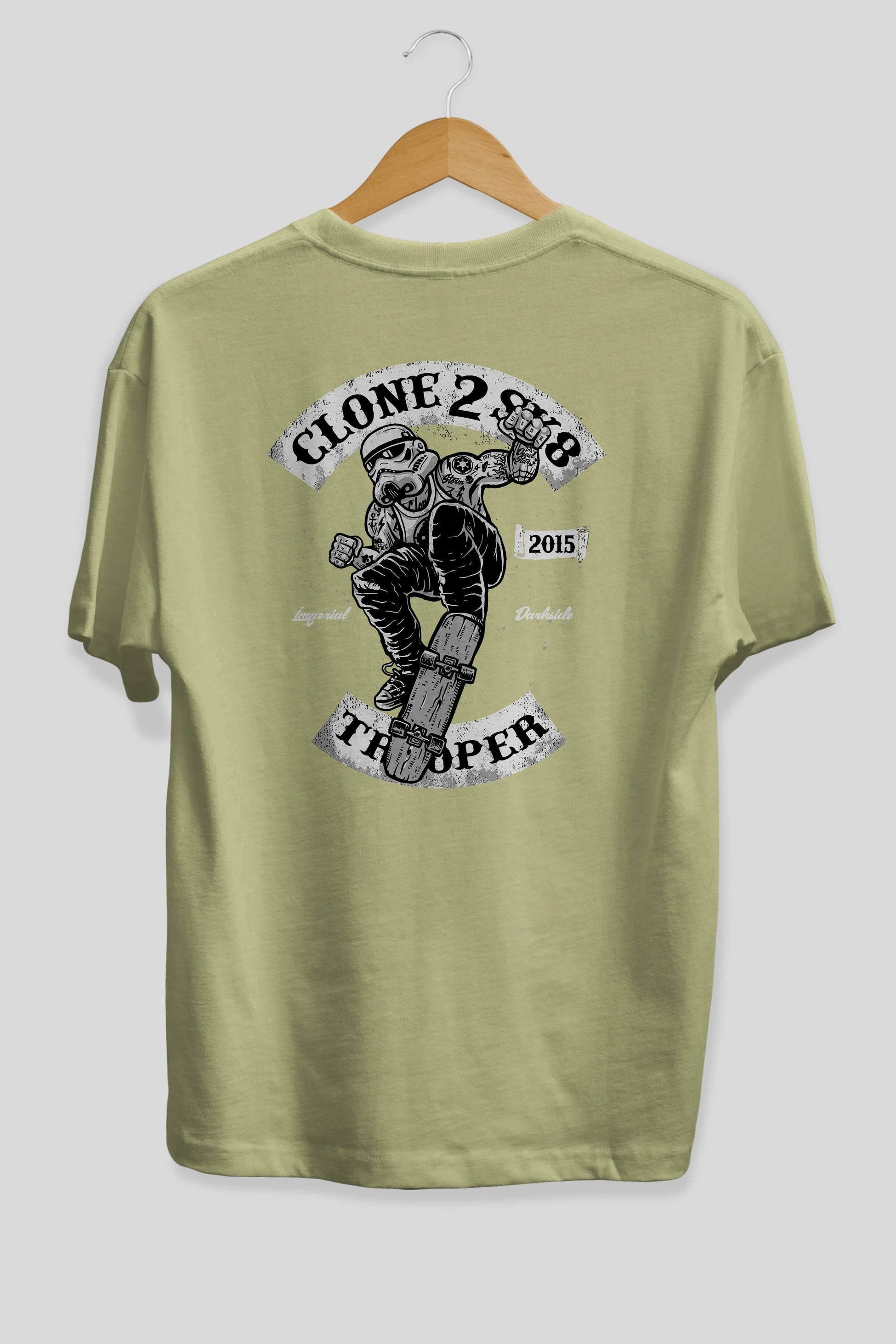 Clone 2 Sk8 Arka Baskılı Oversize t-shirt Erkek Kadın Unisex %100 Pamuk