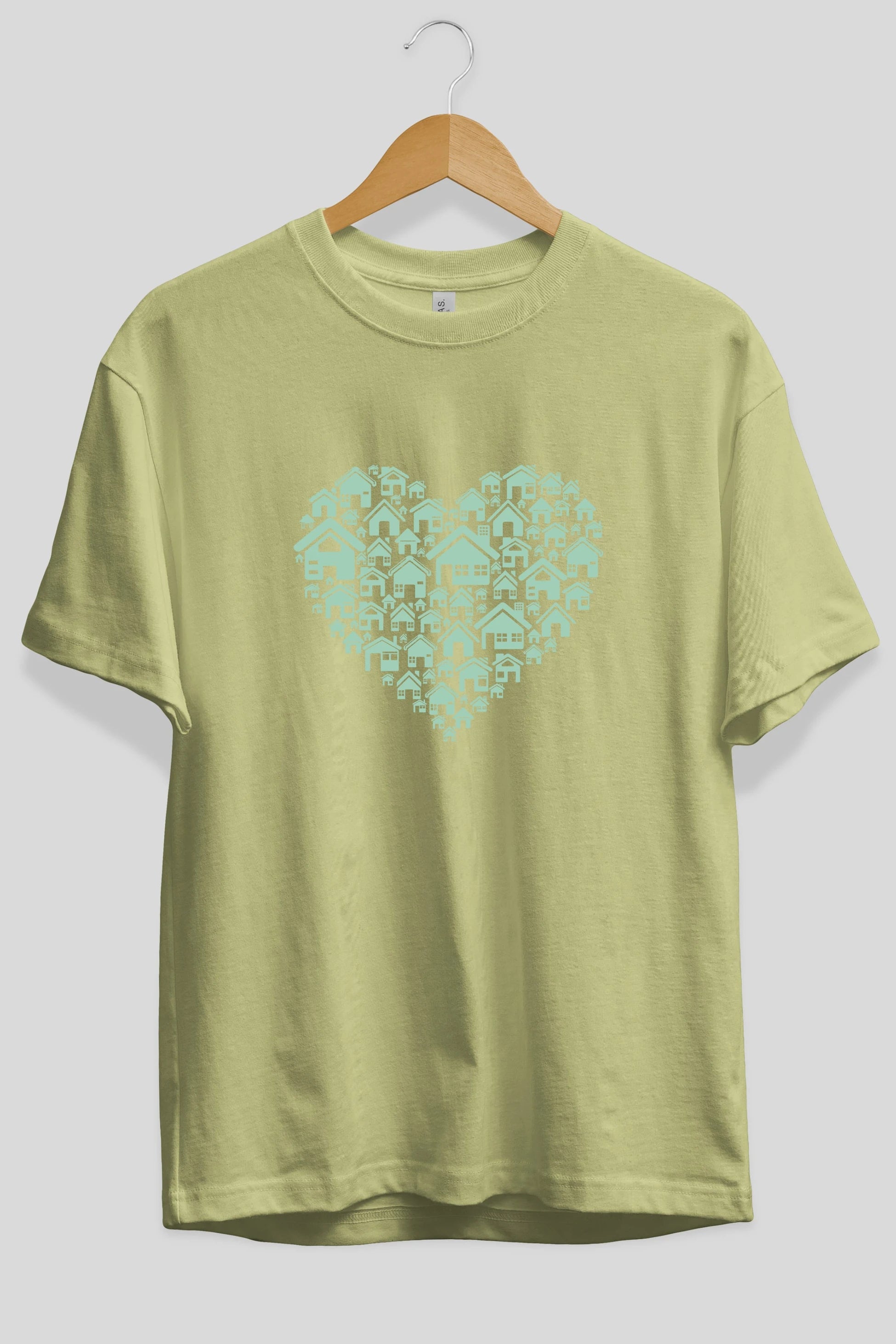 Home Heart Ön Baskılı Oversize t-shirt %100 pamuk Erkek Kadın Unisex