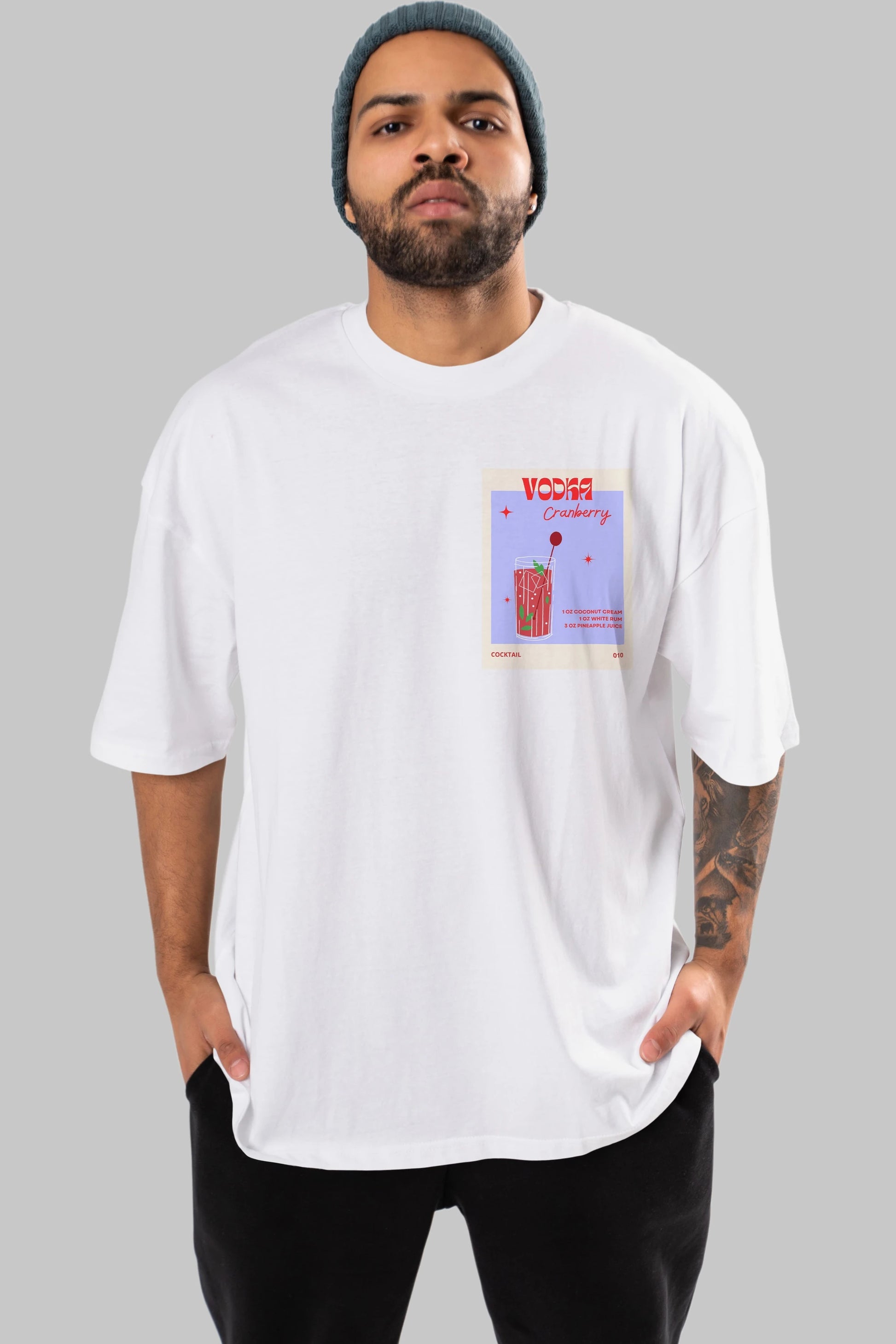 Vodka Cranberry Ön Sol Baskılı Oversize t-shirt Erkek Kadın Unisex %100 Pamuk Bisiklet Yaka tişort