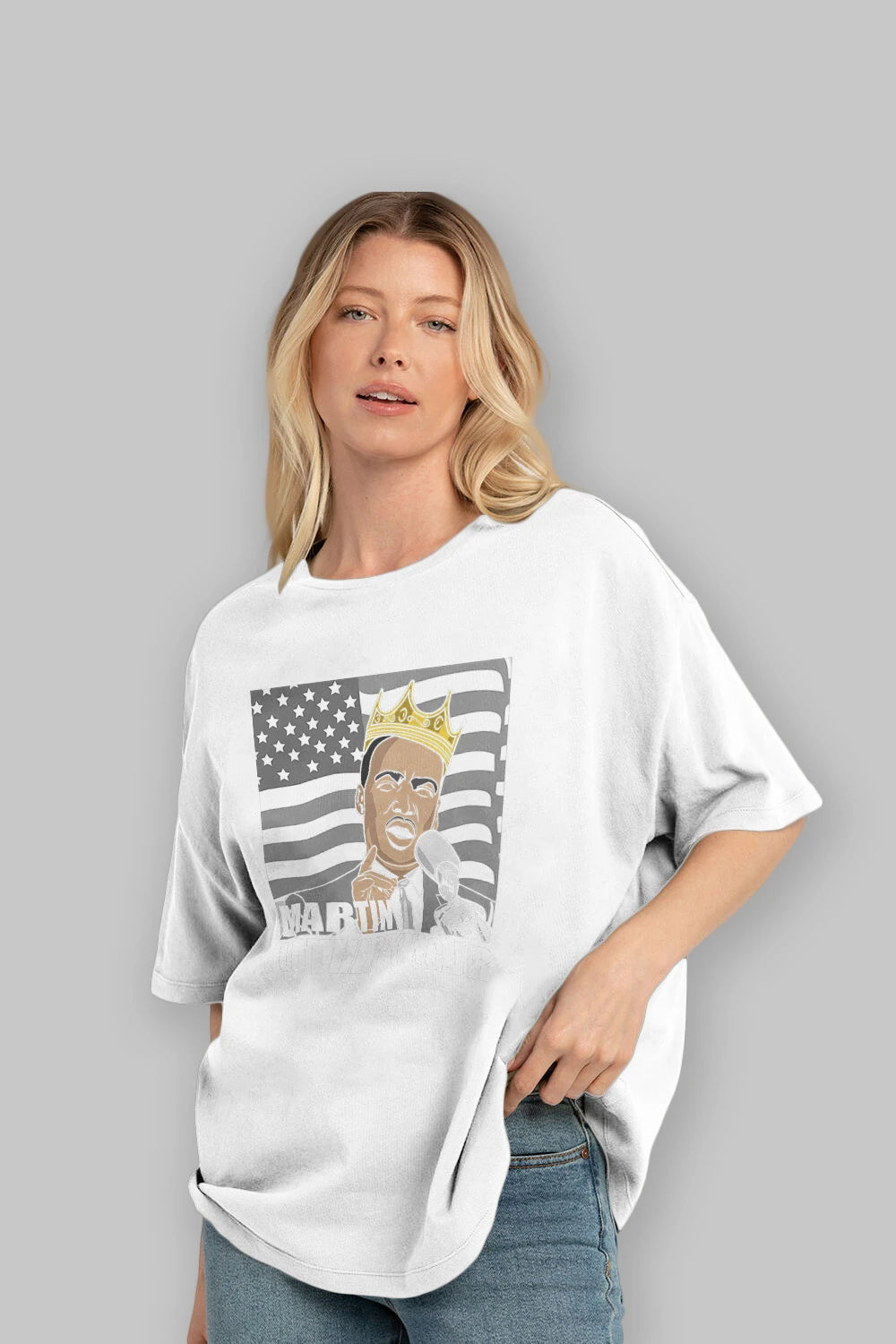 Luther King Ön Baskılı Oversize t-shirt Erkek Kadın Unisex %100 Pamuk tişort