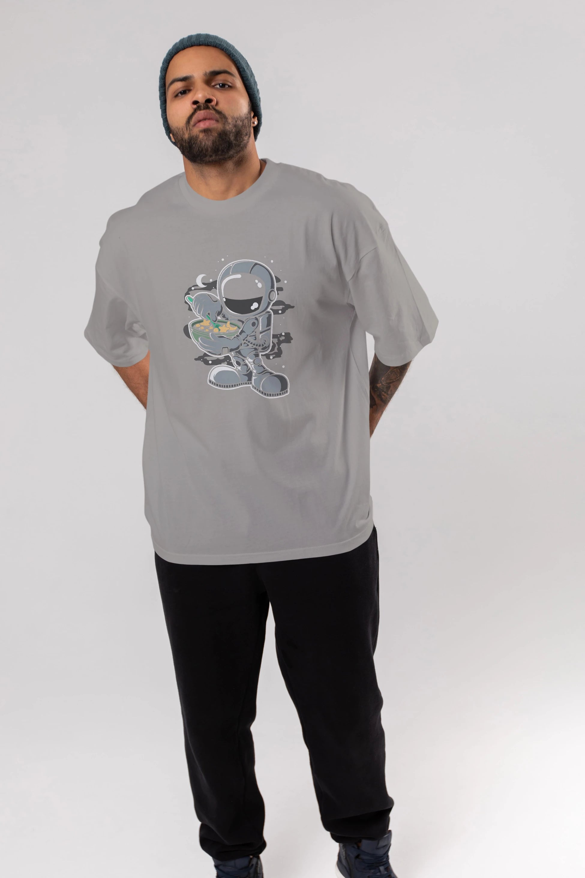 Astronaut Star Flakes Ön Baskılı Oversize t-shirt Erkek Kadın Unisex