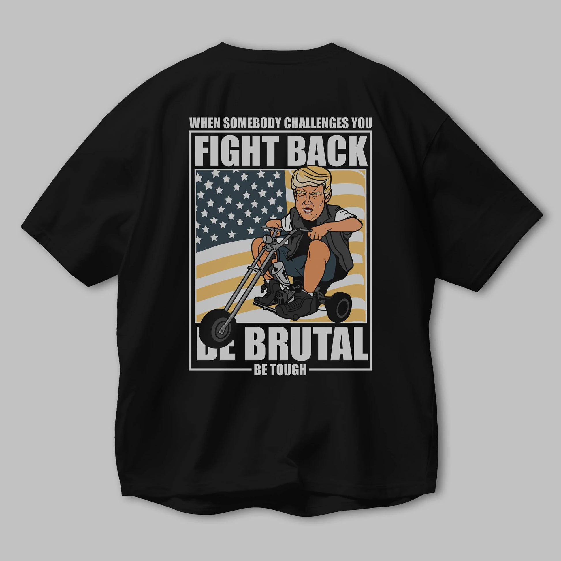 Trump Biker Arka Baskılı Oversize t-shirt Erkek Kadın Unisex %100 Pamuk tişort