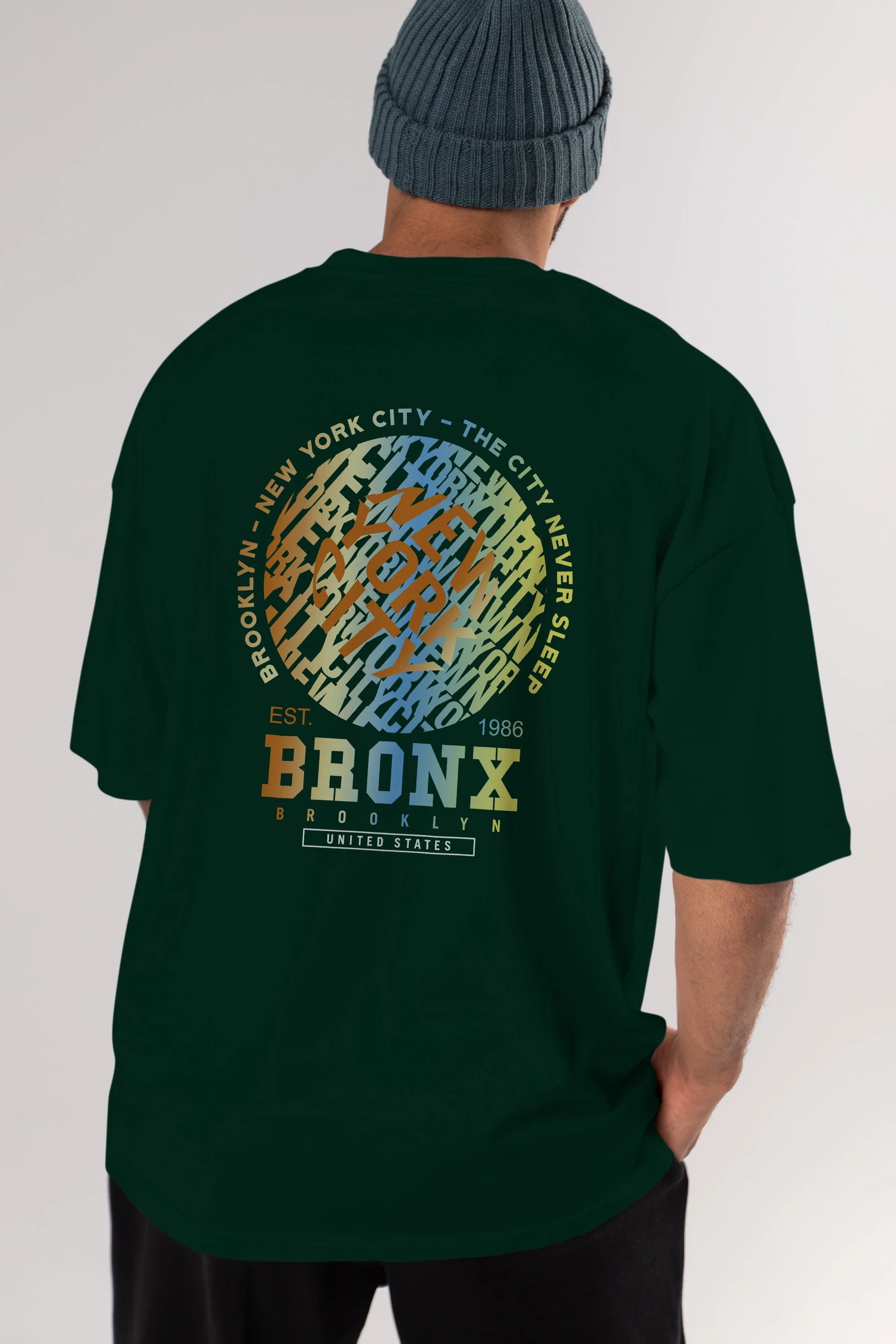 Brooklyn and New York City Arka Baskılı Oversize t-shirt Erkek Kadın Unisex