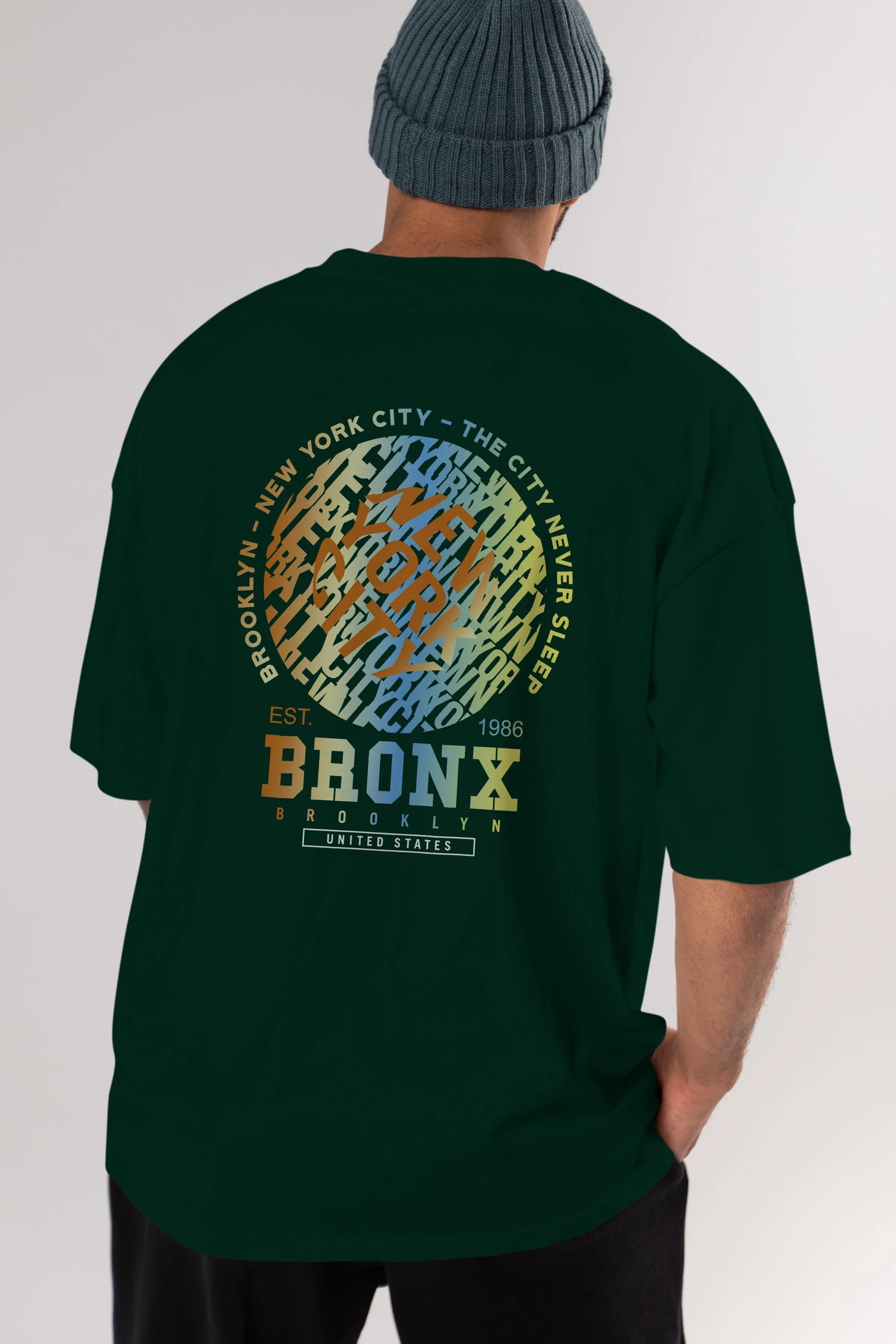 Brooklyn and New York City Arka Baskılı Oversize t-shirt Erkek Kadın Unisex