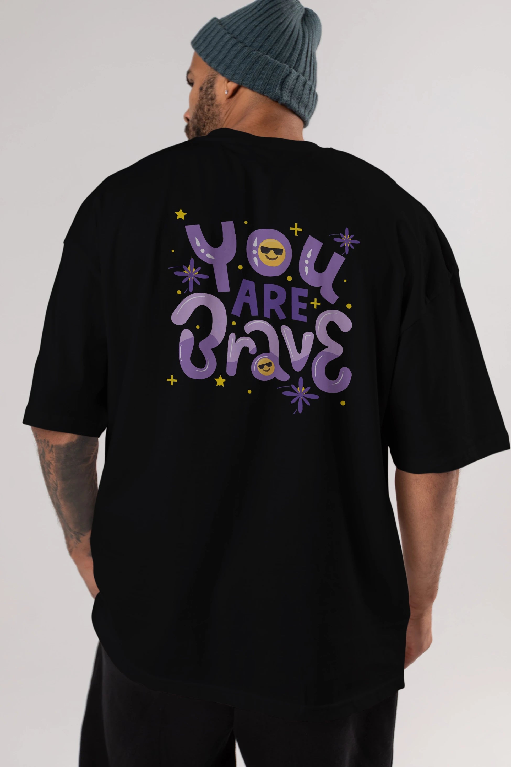 You Are Brave Yazılı Arka Baskılı Oversize t-shirt Erkek Kadın Unisex