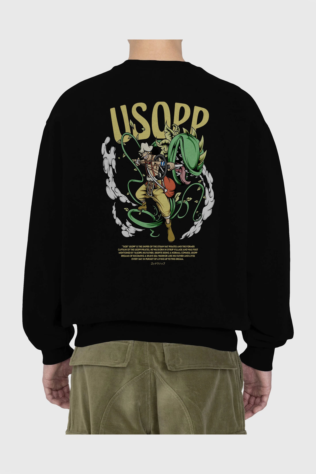 Usopp Anime Arka Baskılı Oversize Sweatshirt Erkek Kadın Unisex