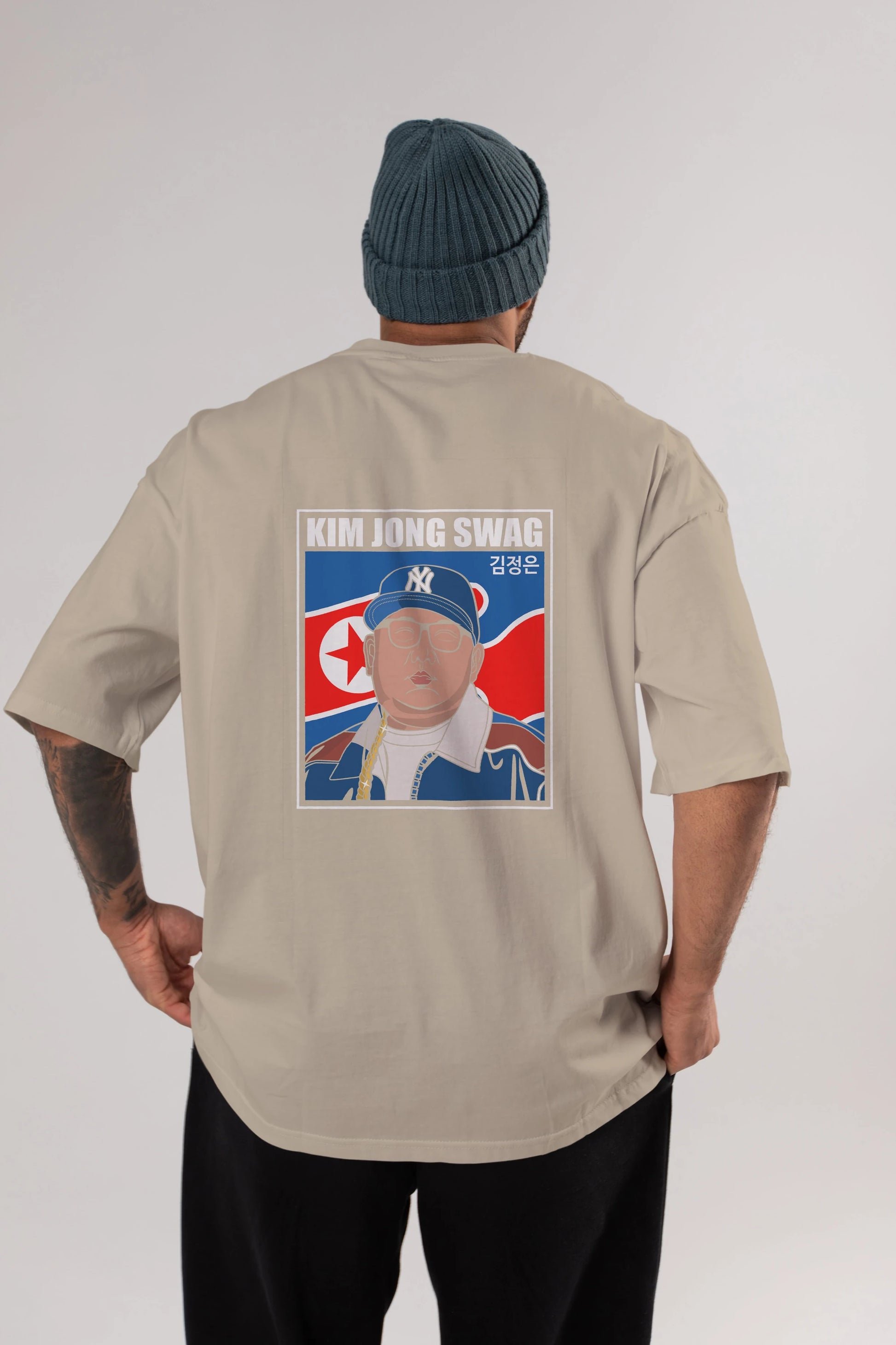 King Jong Swag Arka Baskılı Oversize t-shirt Erkek Kadın Unisex %100 Pamuk tişort