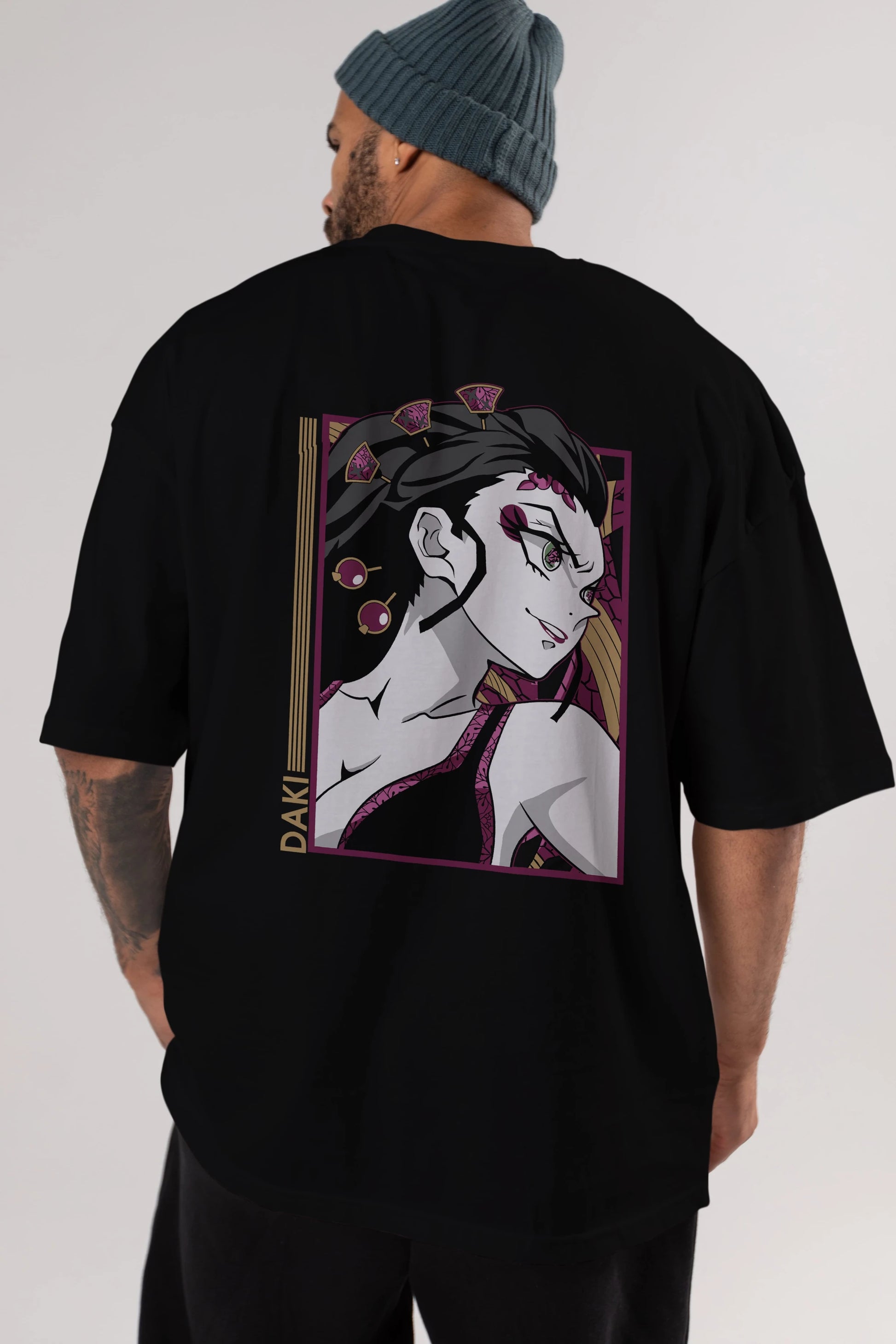 Daki DEMION SLAYER Anime Arka Baskılı Oversize t-shirt Erkek Kadın Unisex