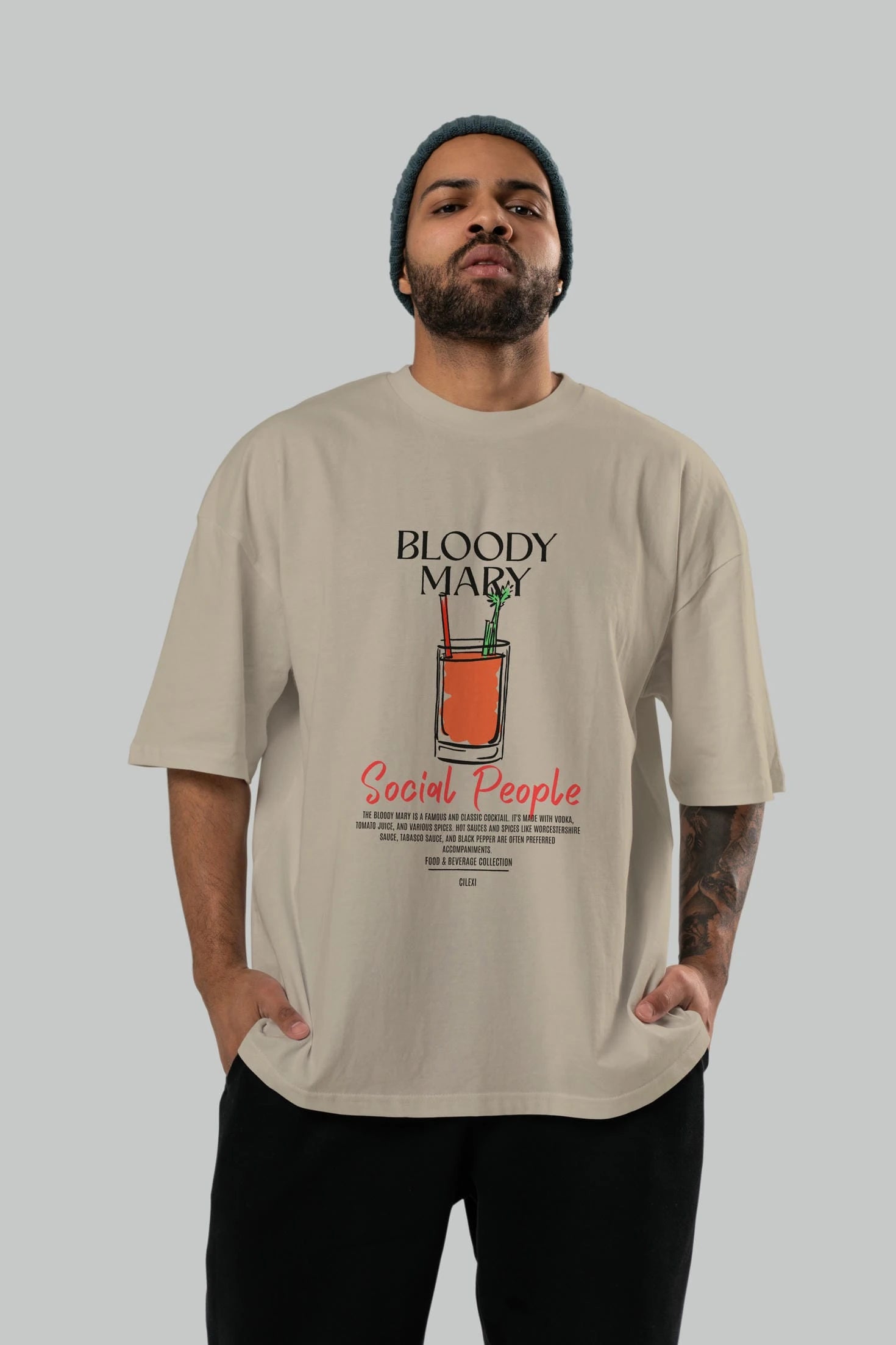 Bloody Mary Kokteyl Serisi ön Baskılı Oversize t-shirt Erkek Kadın %100 Pamuk Bisiklet Yaka tişort