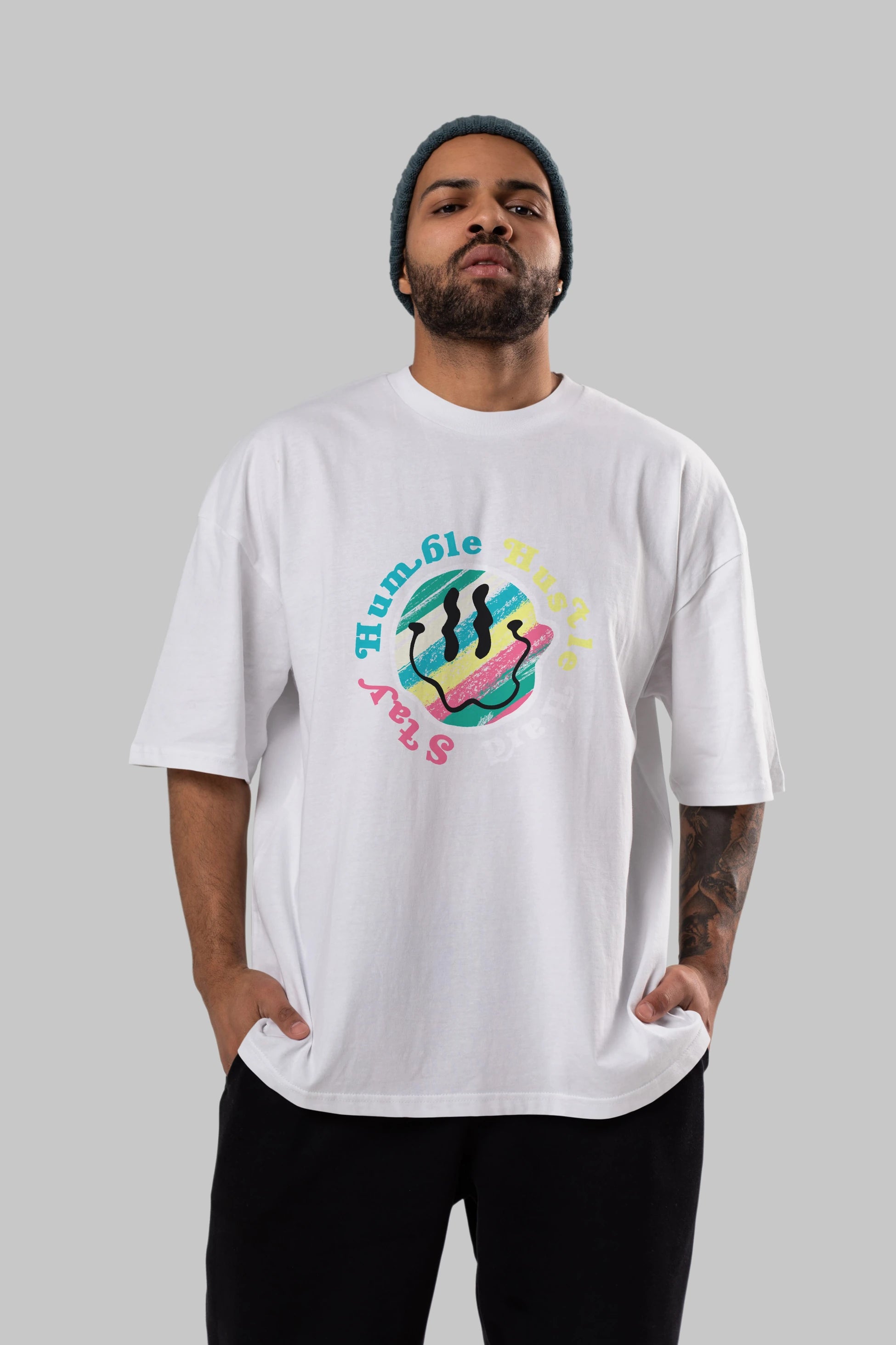 Stay Humble 2 Ön Baskılı Oversize t-shirt Erkek Kadın Unisex