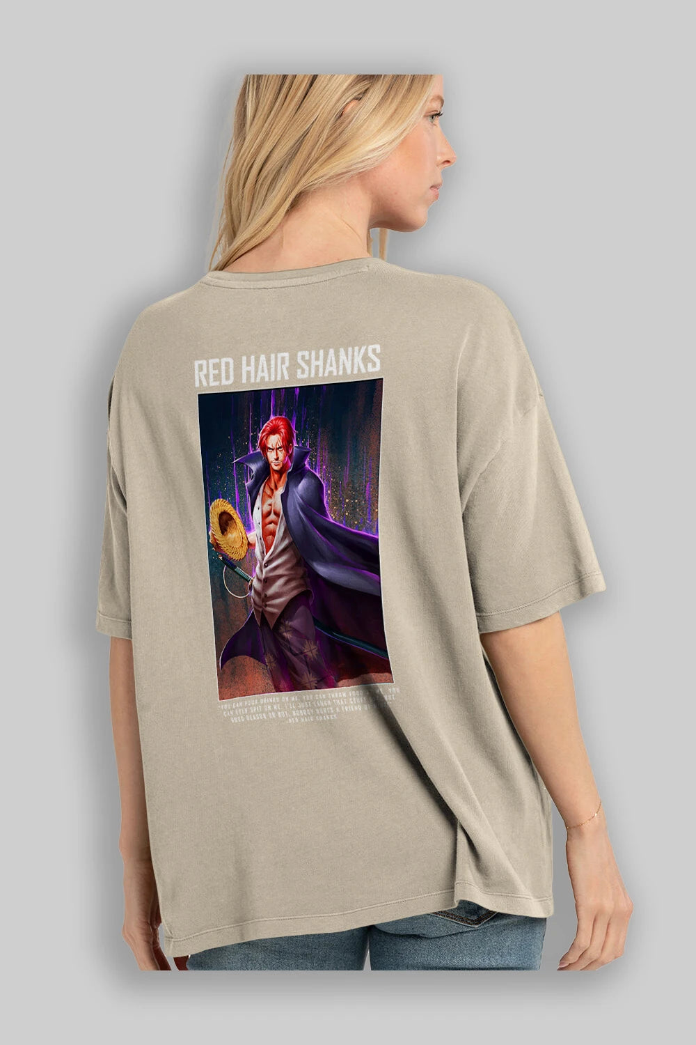 Shanks Anime Arka Baskılı Oversize t-shirt Erkek Kadın Unisex %100 pamuk tişort
