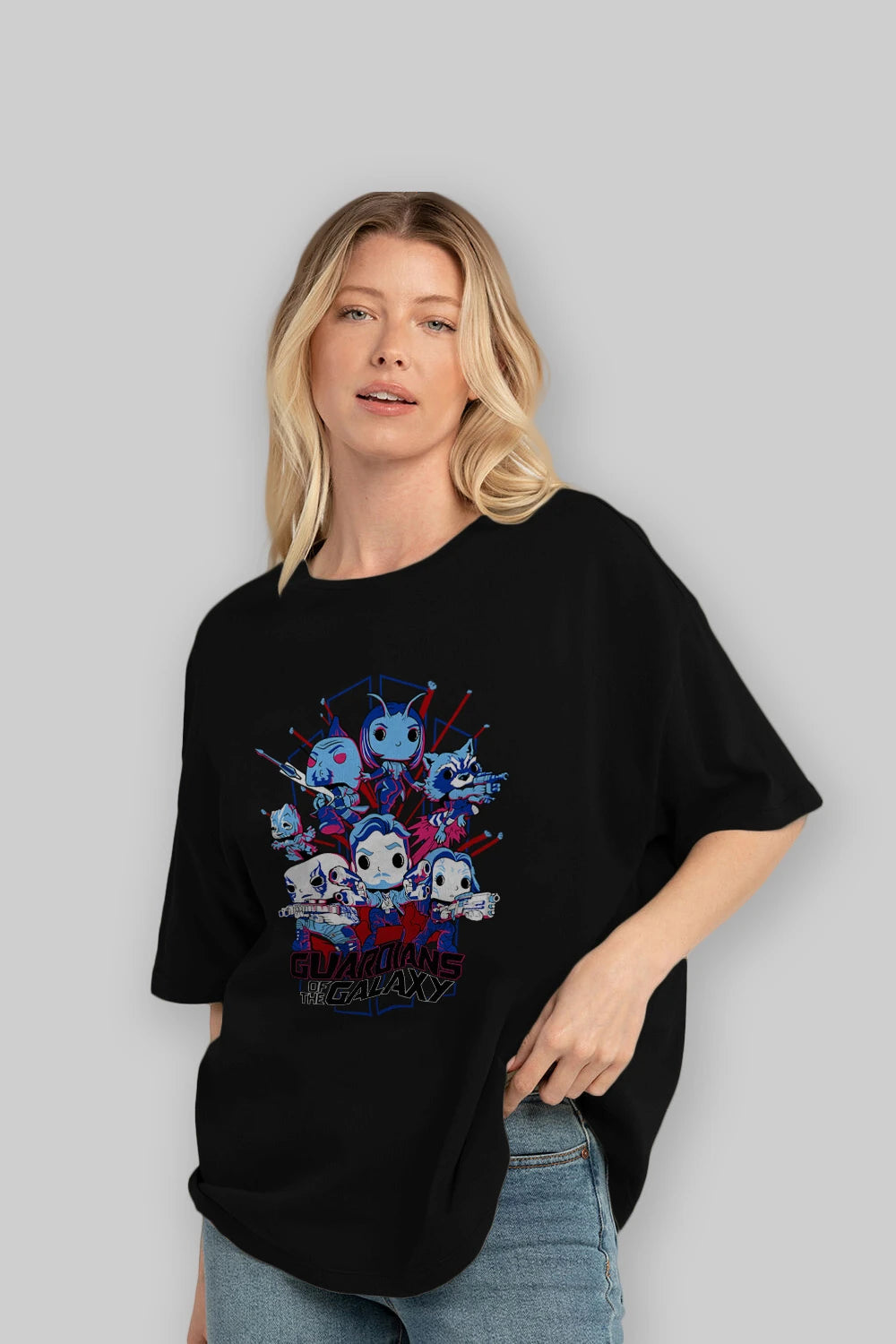 Guardians of the Galaxy Ön Baskılı Oversize t-shirt Erkek Kadın Unisex %100 Pamuk Bisiklet Yaka tişort
