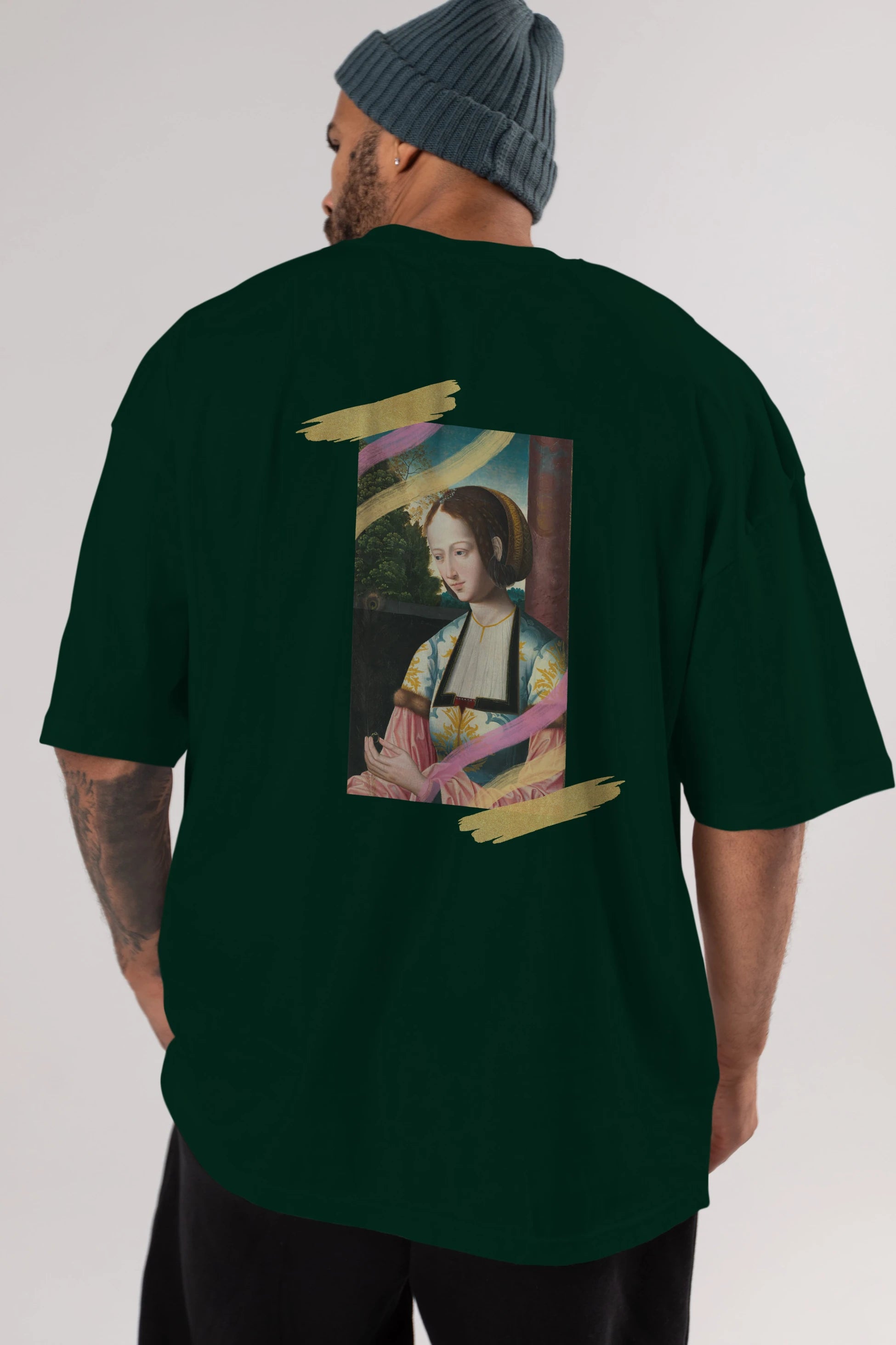 Woman Portrait Arka Baskılı Oversize t-shirt Erkek Kadın Unisex