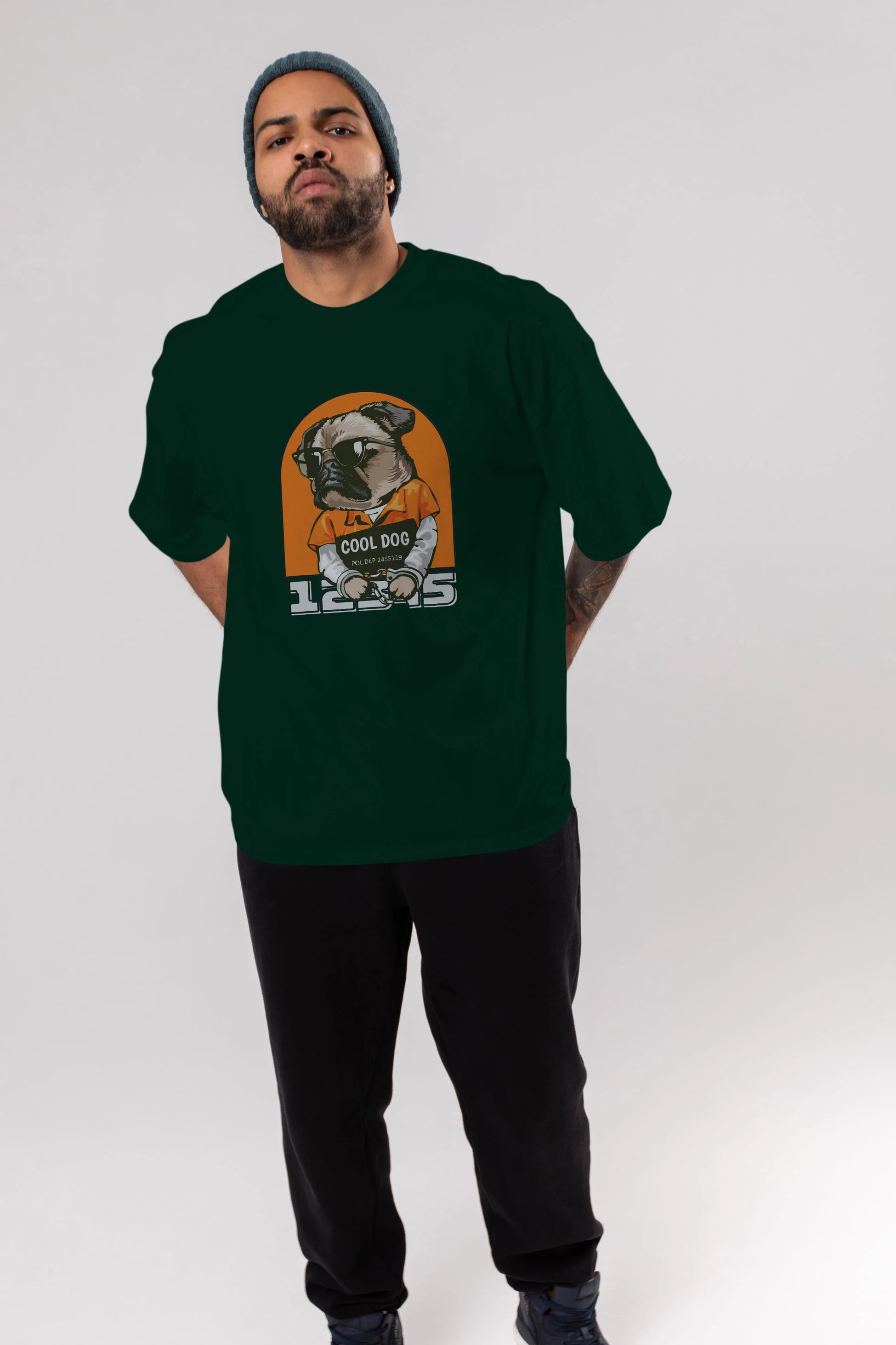 Cool Dog Ön Baskılı Oversize t-shirt Erkek Kadın Unisex