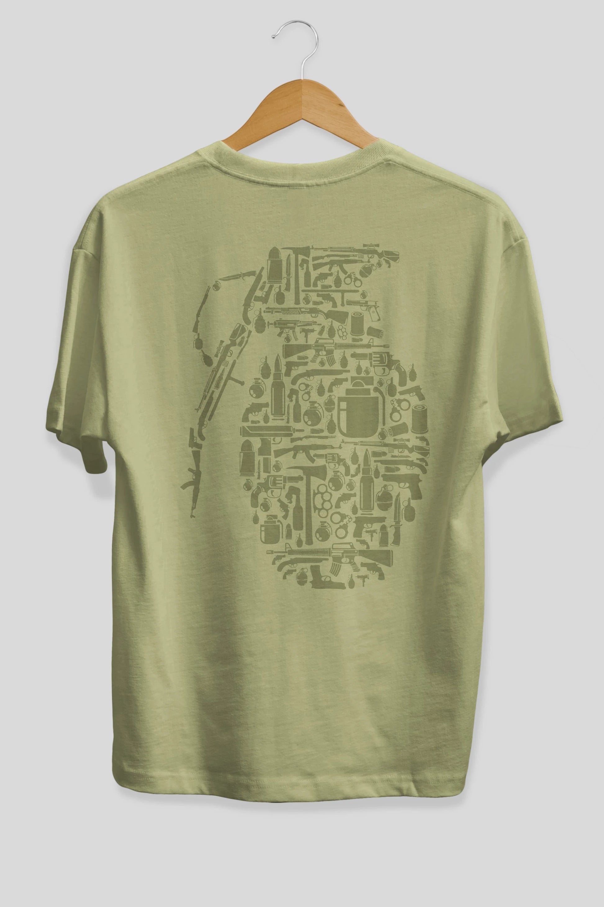 Grenade Arka Baskılı Oversize t-shirt %100 pamuk Erkek Kadın Unisex