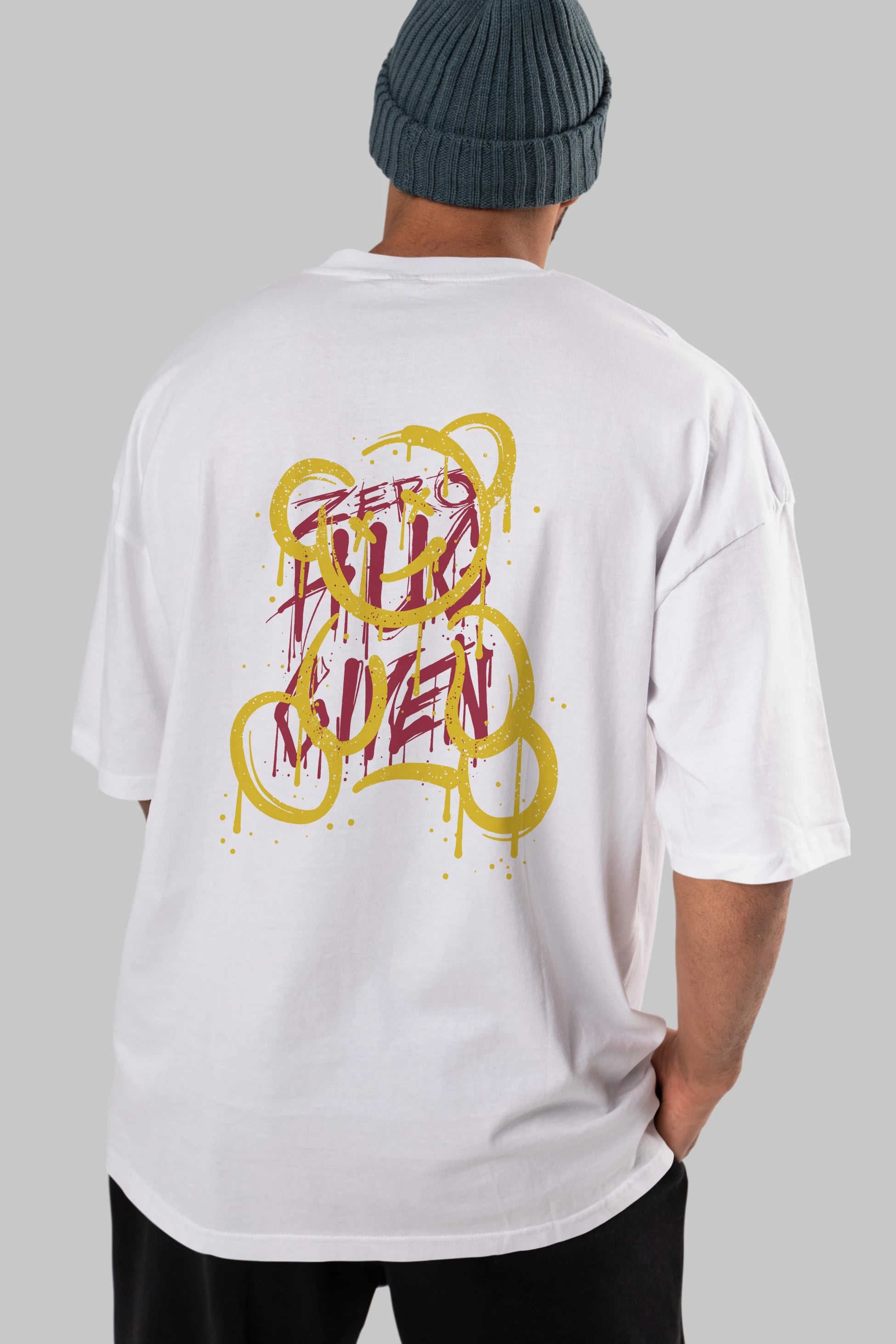 Zero Hug Bear Arka Baskılı Oversize t-shirt Erkek Kadın Unisex