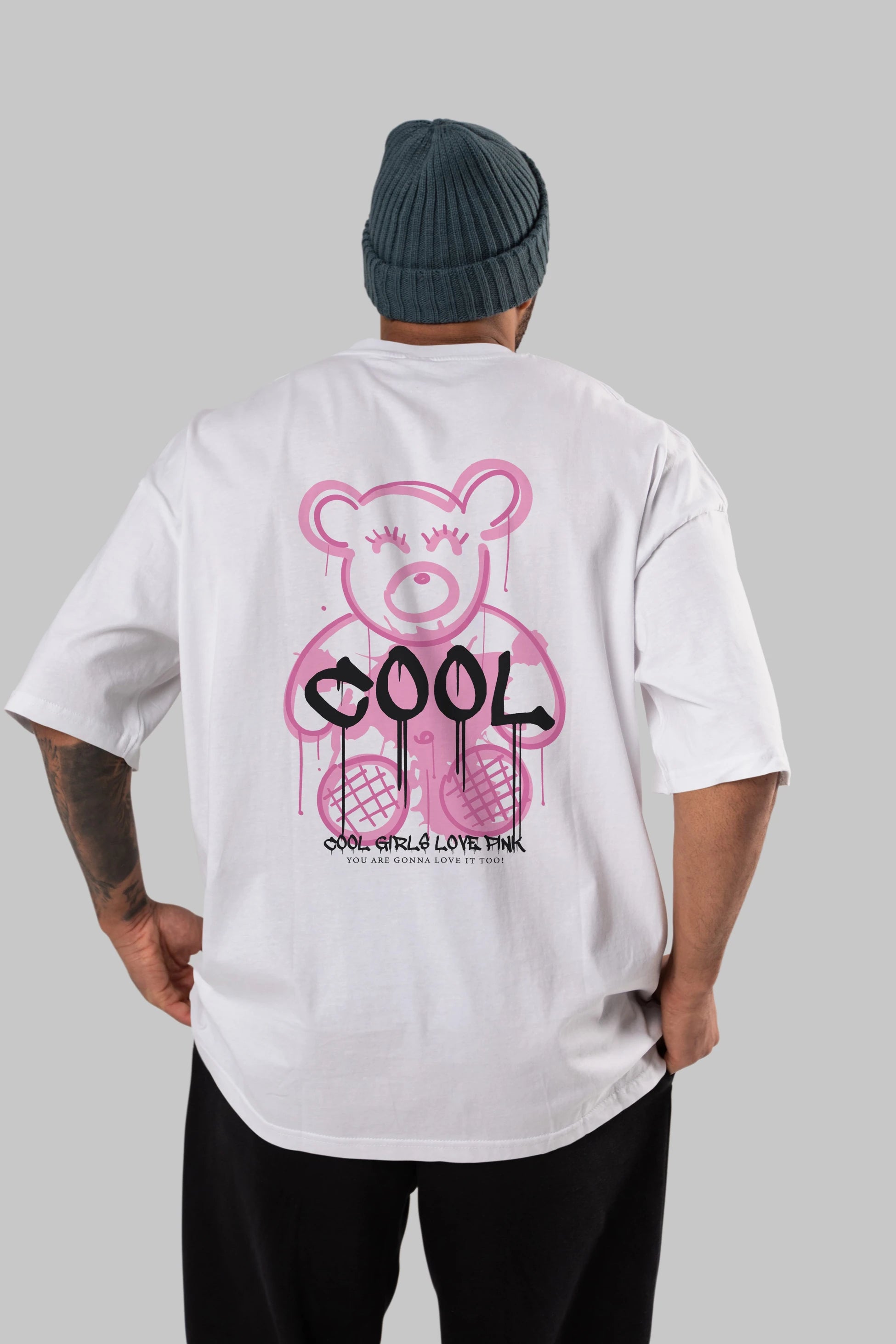 Cool Bear Arka Baskılı Oversize t-shirt Erkek Kadın Unisex