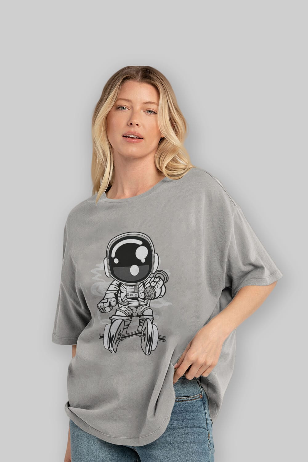 Astronaut Gym Ön Baskılı Oversize t-shirt Erkek Kadın Unisex