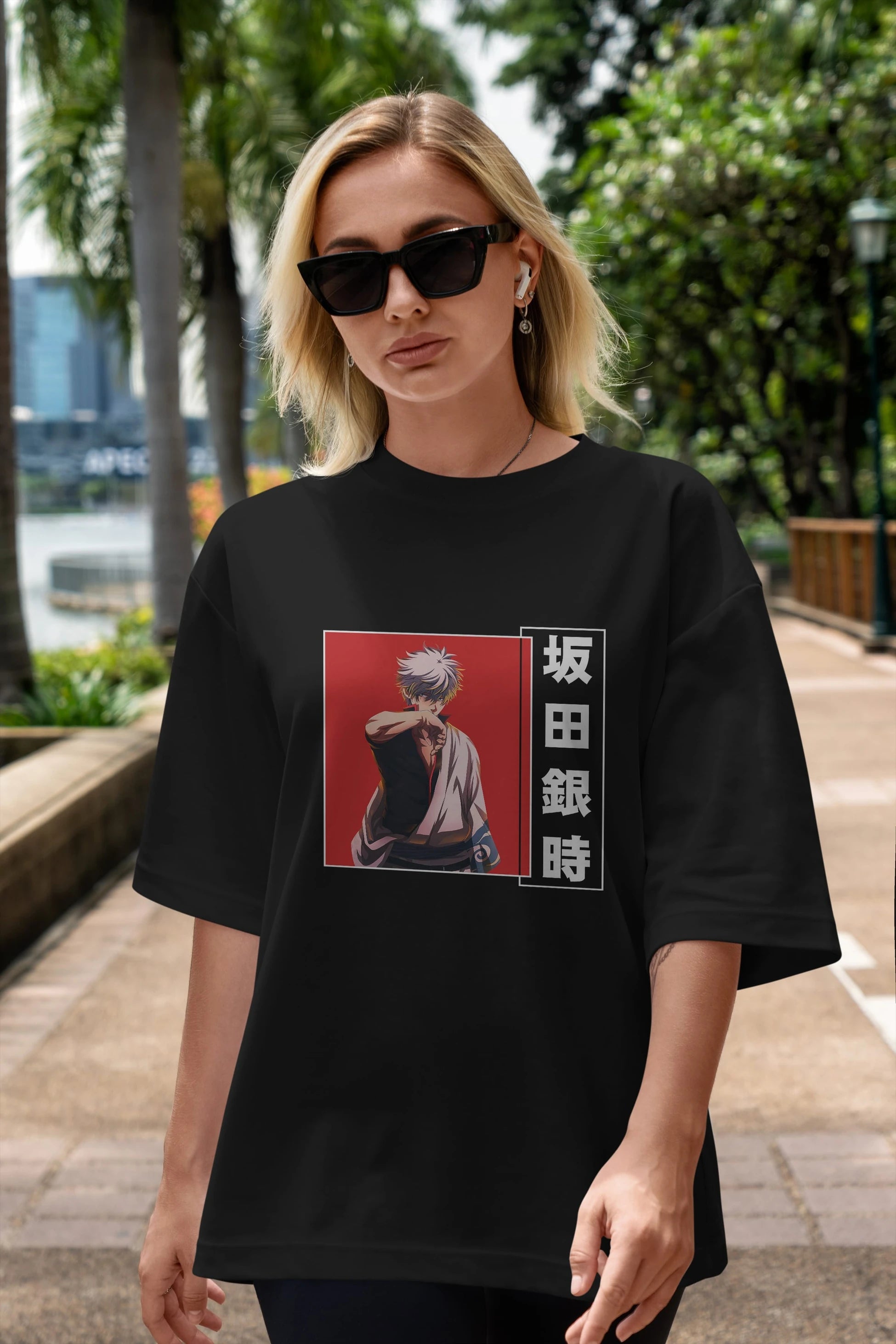 Gintoki Sakata GINTAMA 1 Anime Ön Baskılı Oversize t-shirt %100 pamuk Erkek Kadın Unisex