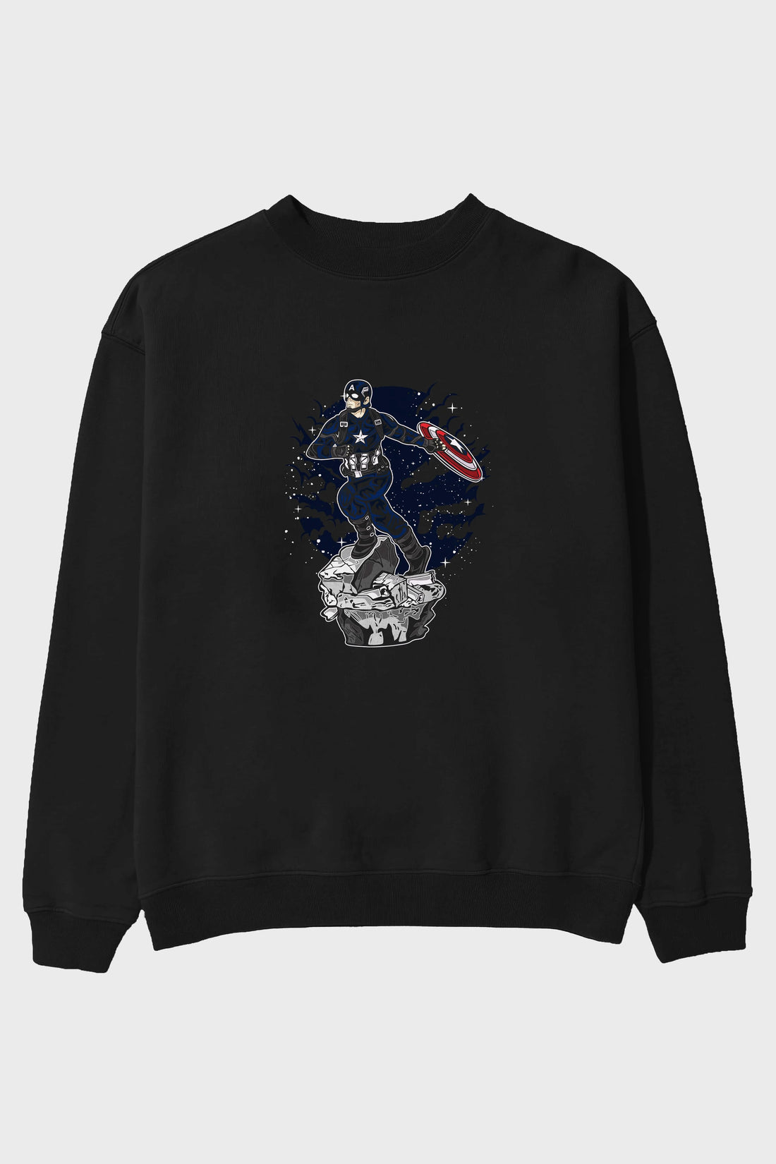 CAPTAIN AMERICA Ön Baskılı Oversize Sweatshirt Erkek Kadın Unisex