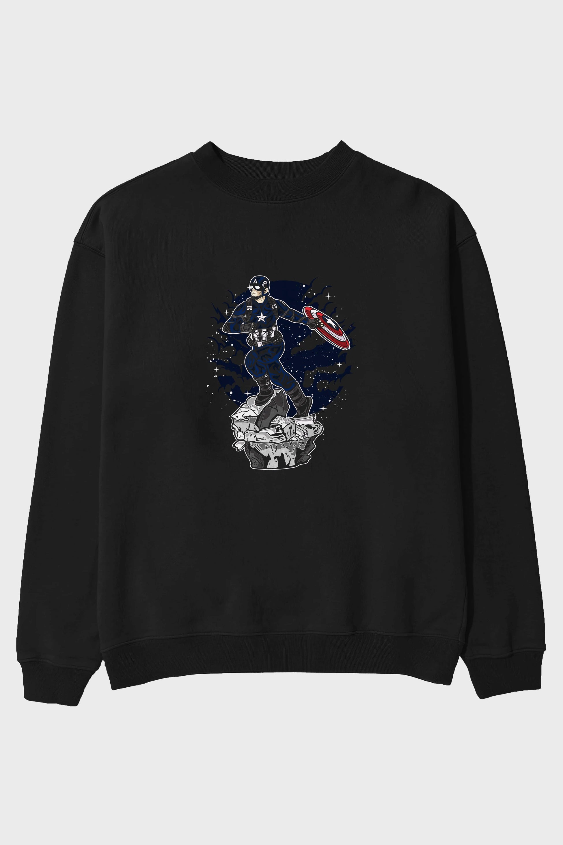 CAPTAIN AMERICA Ön Baskılı Oversize Sweatshirt Erkek Kadın Unisex