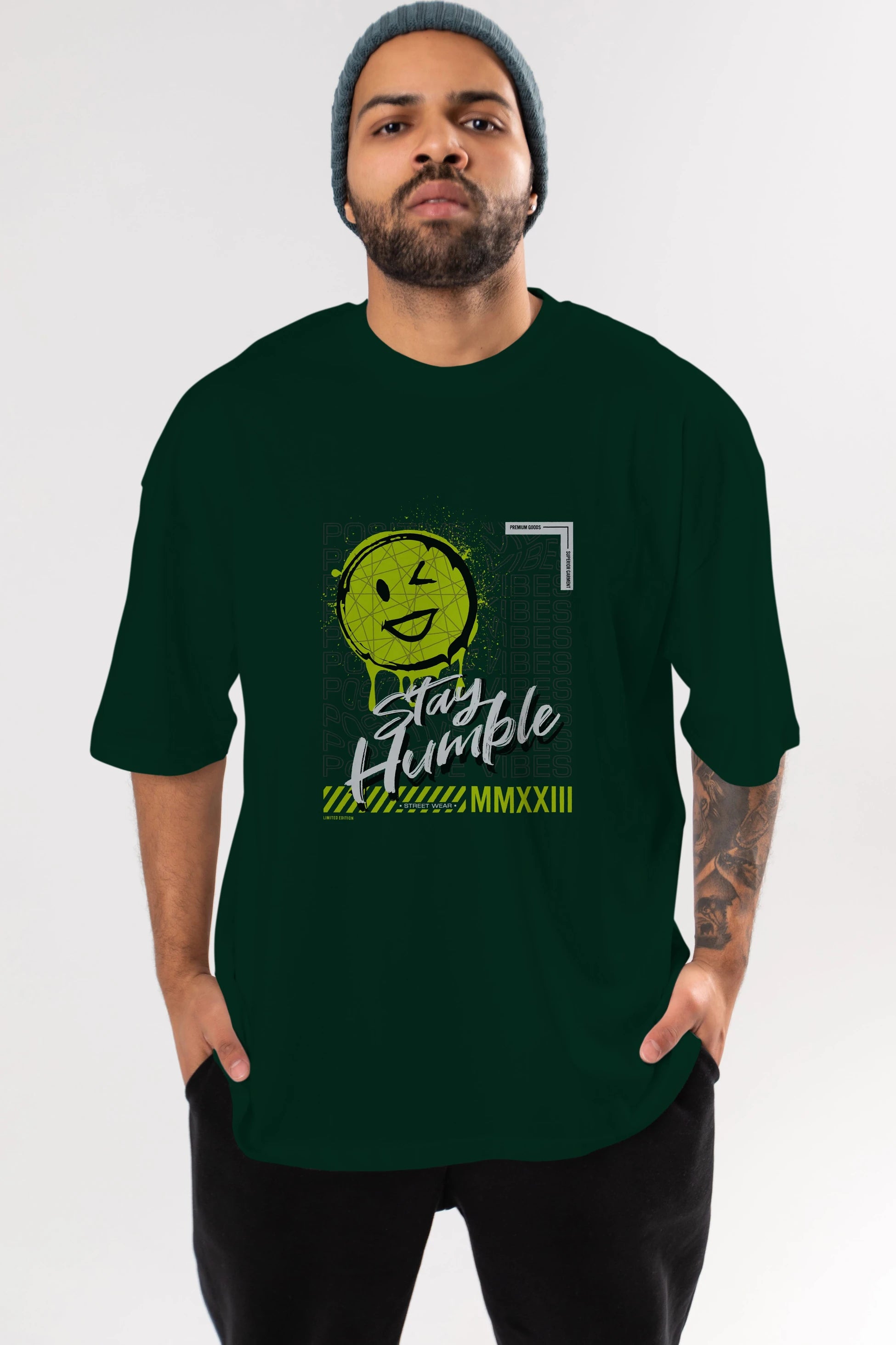Stay Humble Ön Baskılı Oversize t-shirt Erkek Kadın Unisex