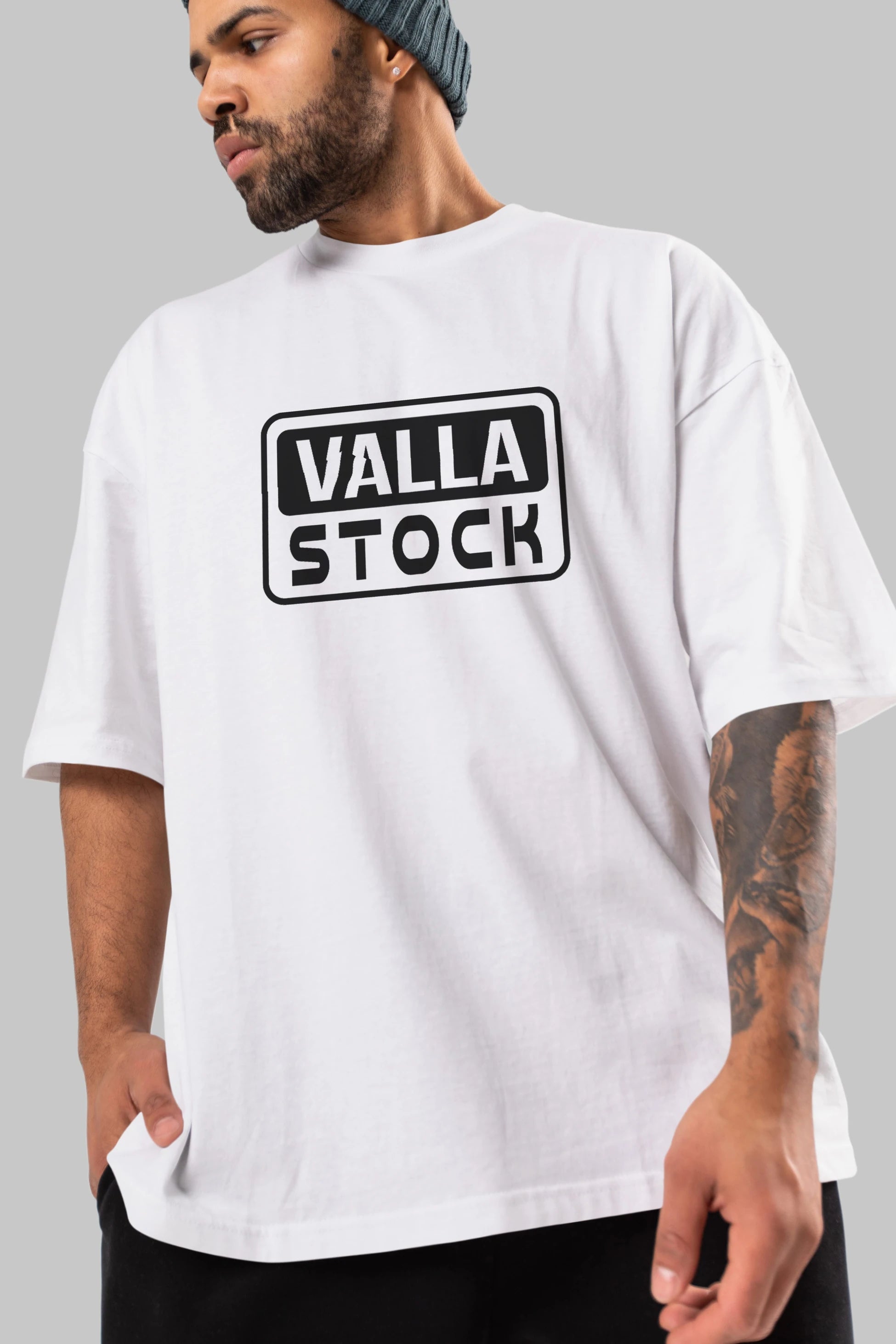 Valla Stock Ön Baskılı Oversize t-shirt %100 pamuk Erkek Kadın Unisex