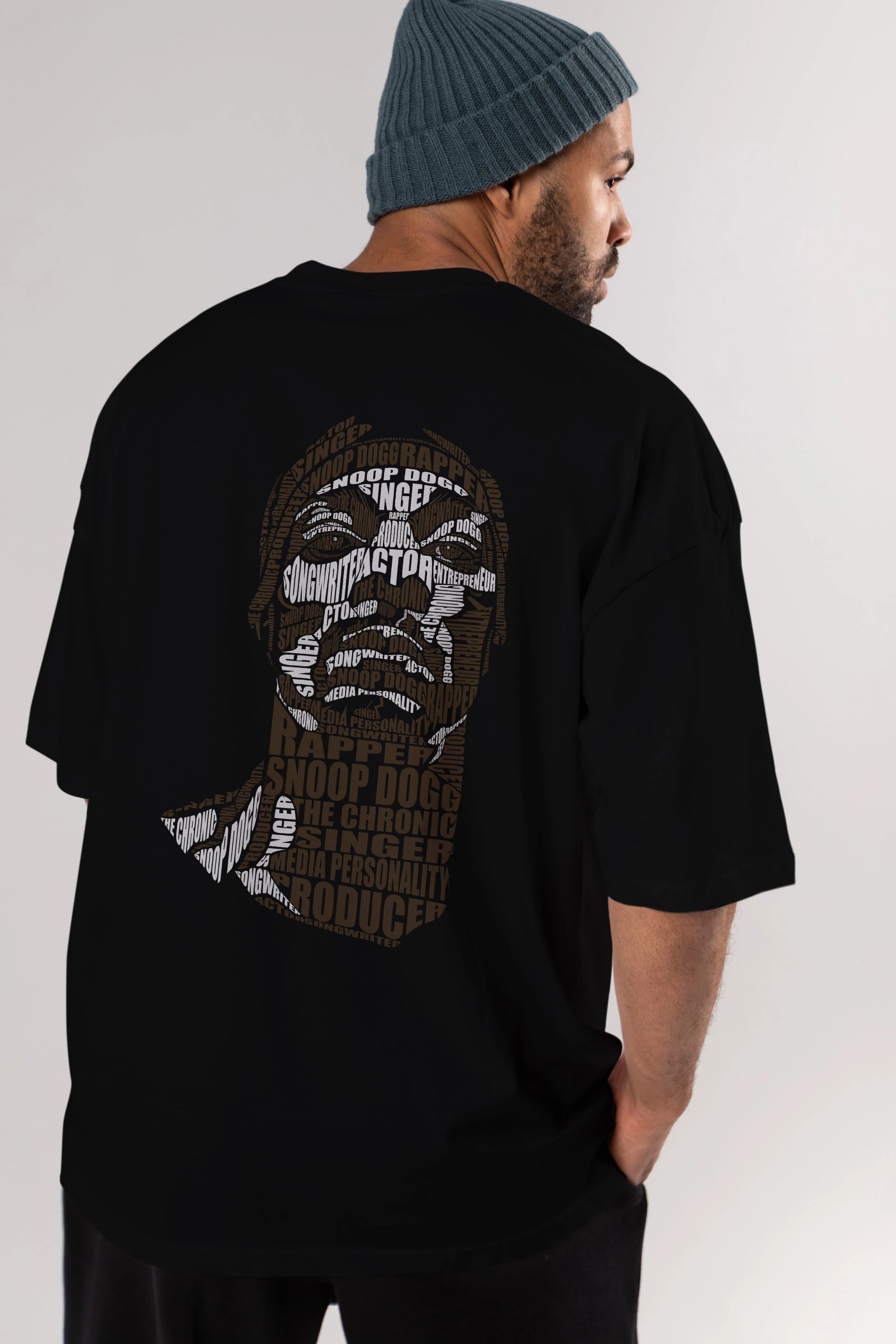 Snoop Dogg Calligram Arka Baskılı Oversize t-shirt %100 pamuk Erkek Kadın Unisex