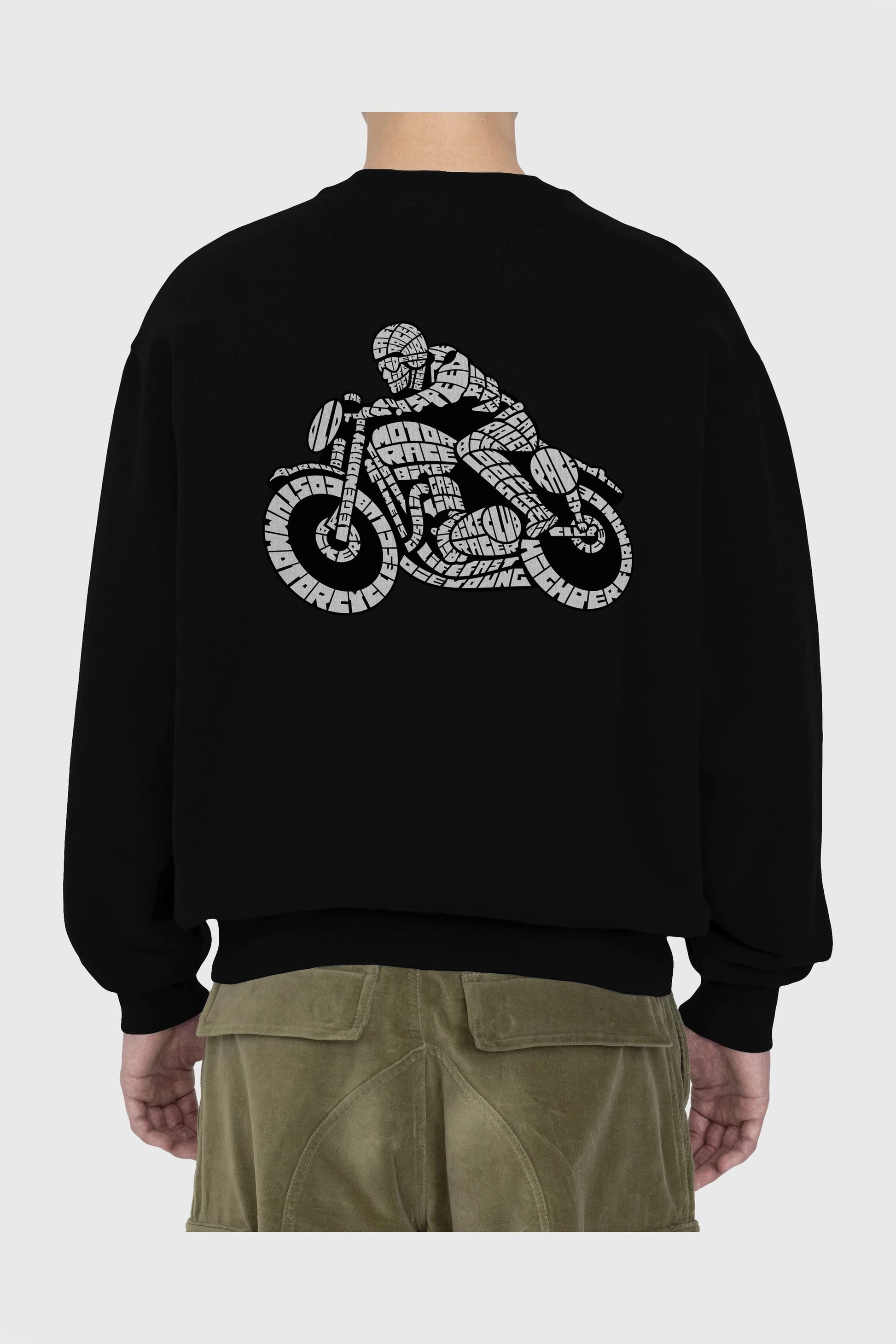 Caferacer Arka Baskılı Oversize Sweatshirt Erkek Kadın Unisex