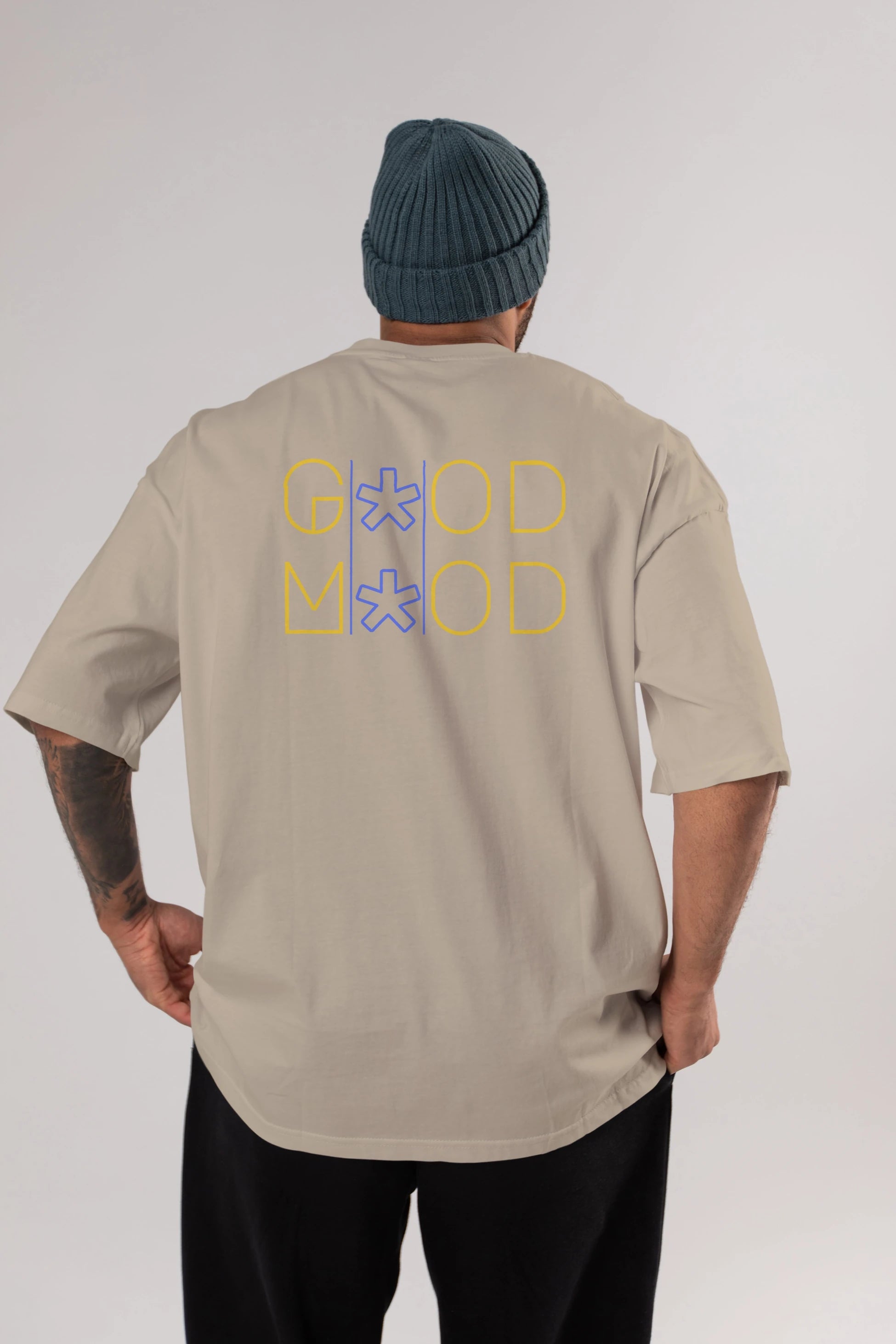 Good Mood Yazılı Arka Baskılı Oversize t-shirt Erkek Kadın Unisex