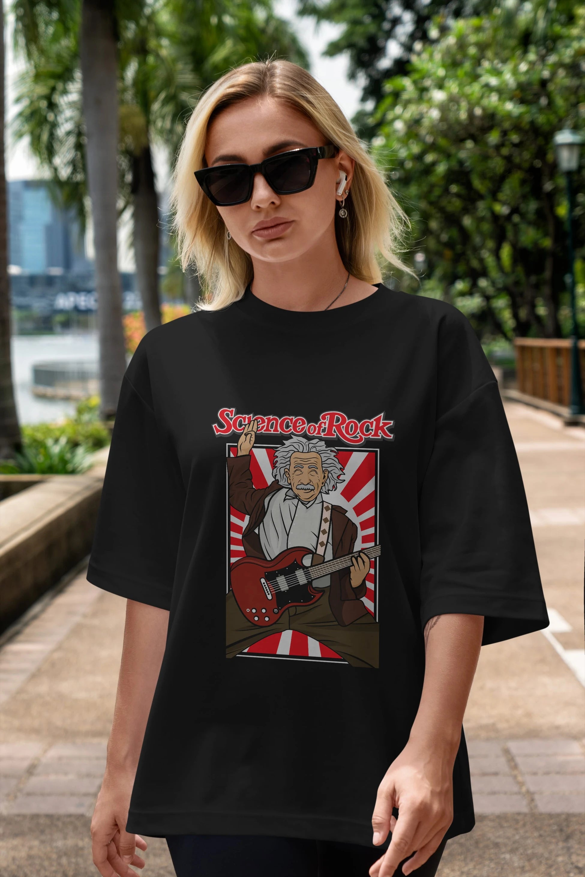 Einstein Science Of Rock Ön Baskılı Oversize t-shirt Erkek Kadın Unisex %100 Pamuk tişort