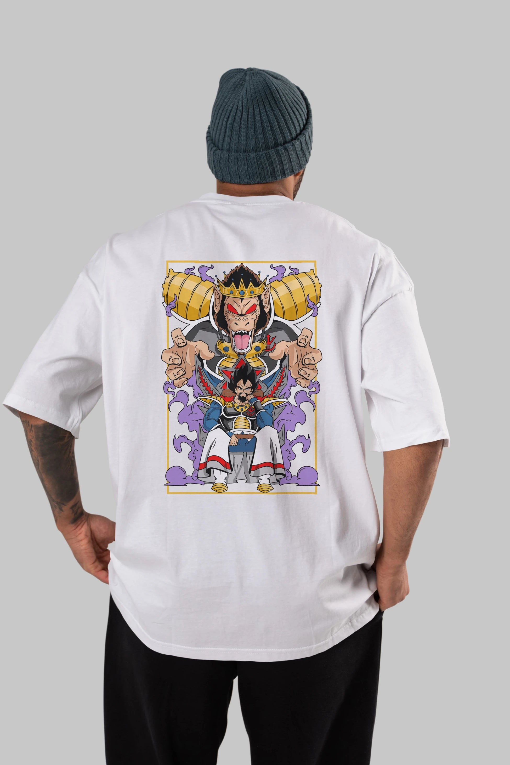 DragonBall ReyVegeta Anime Arka Baskılı Oversize t-shirt Erkek Kadın Unisex