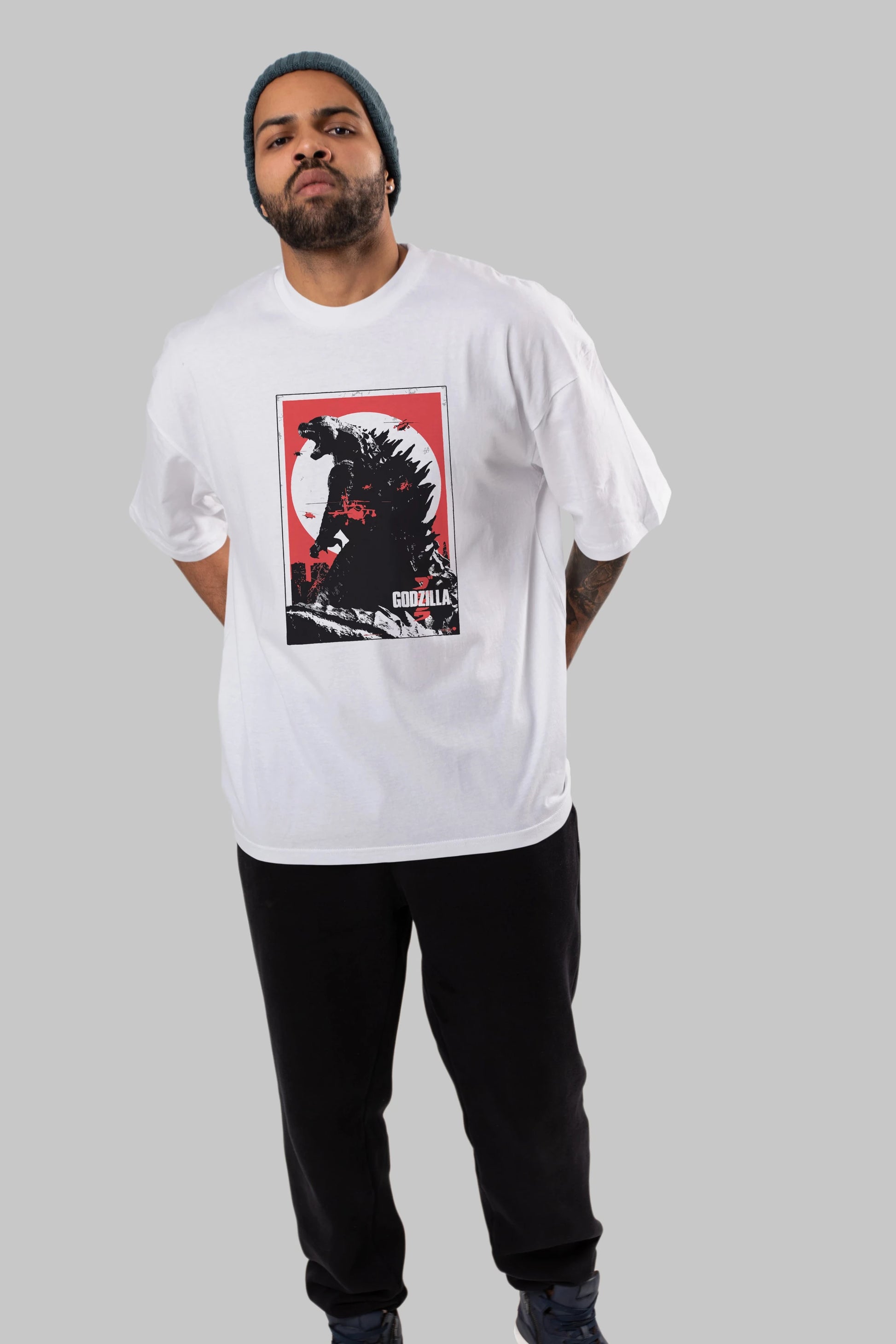 Godzilla (2) Ön Baskılı Oversize t-shirt Erkek Kadın Unisex %100 Pamuk Bisiklet Yaka tişort