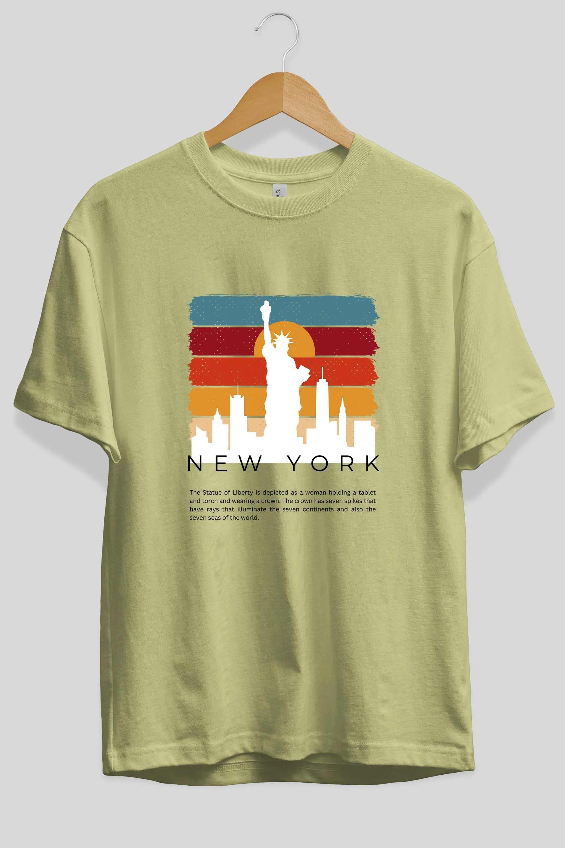 New York Yazılı Ön Baskılı Oversize t-shirt Erkek Kadın Unisex