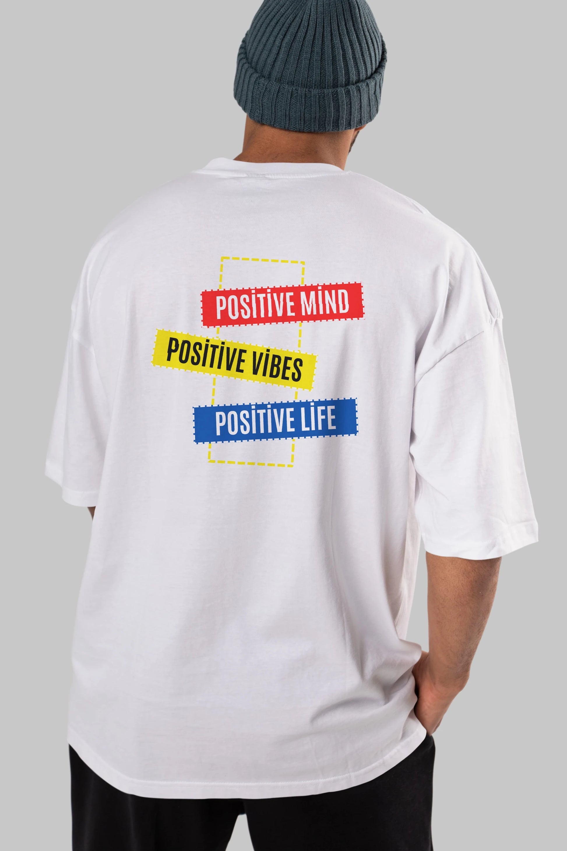 Positive Mind Vibes Lifes Arka Baskılı Oversize t-shirt Erkek Kadın Unisex