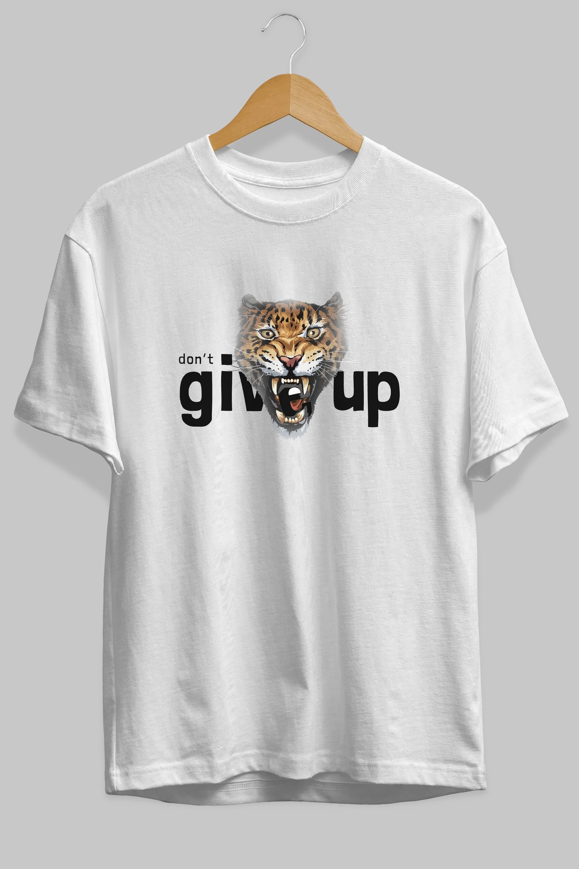 Teddy Bear Dont Give Up Ön Baskılı Oversize t-shirt Erkek Kadın Unisex %100 Pamuk