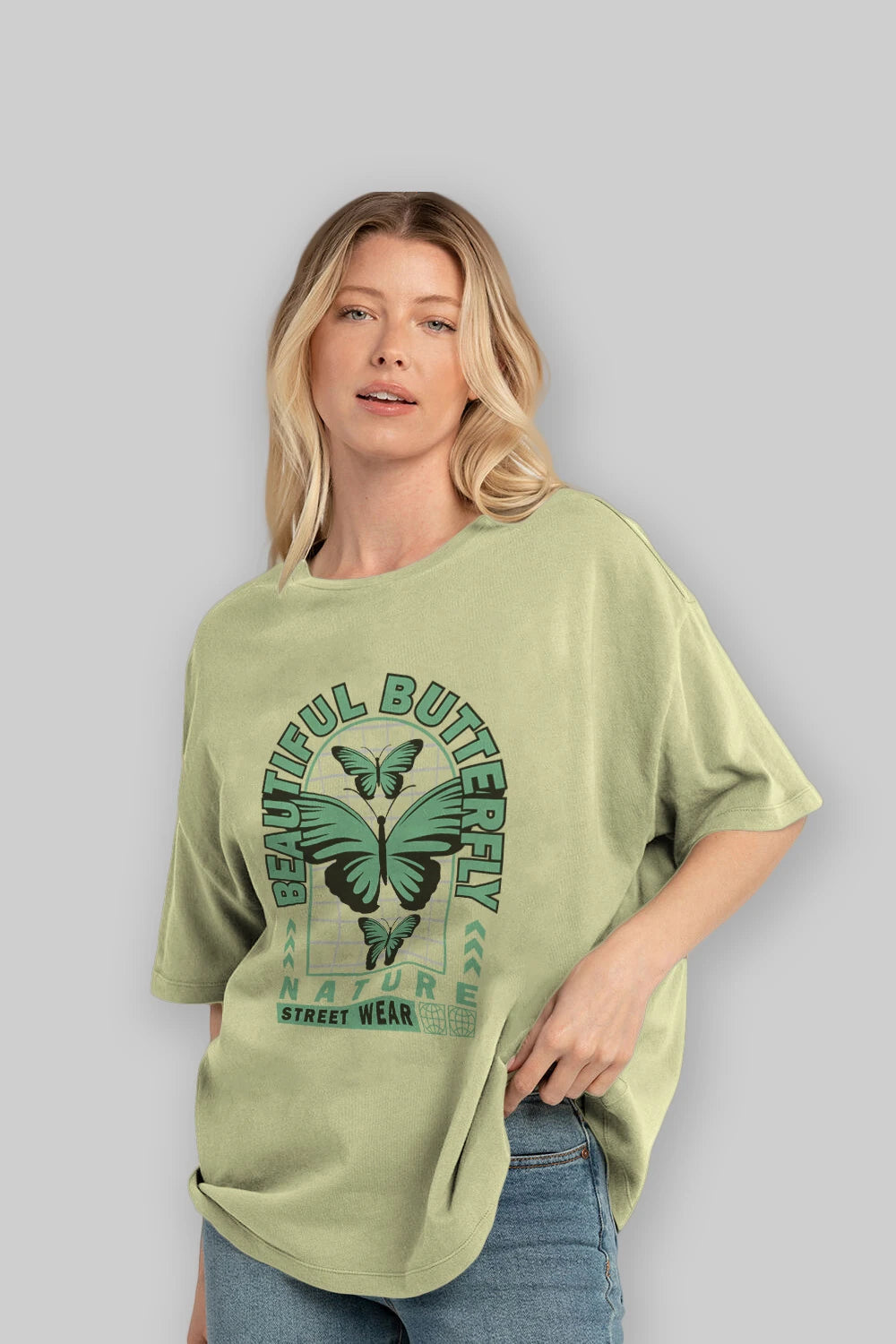 Beautiful Butterfly Ön Baskılı Oversize t-shirt Erkek Kadın Unisex