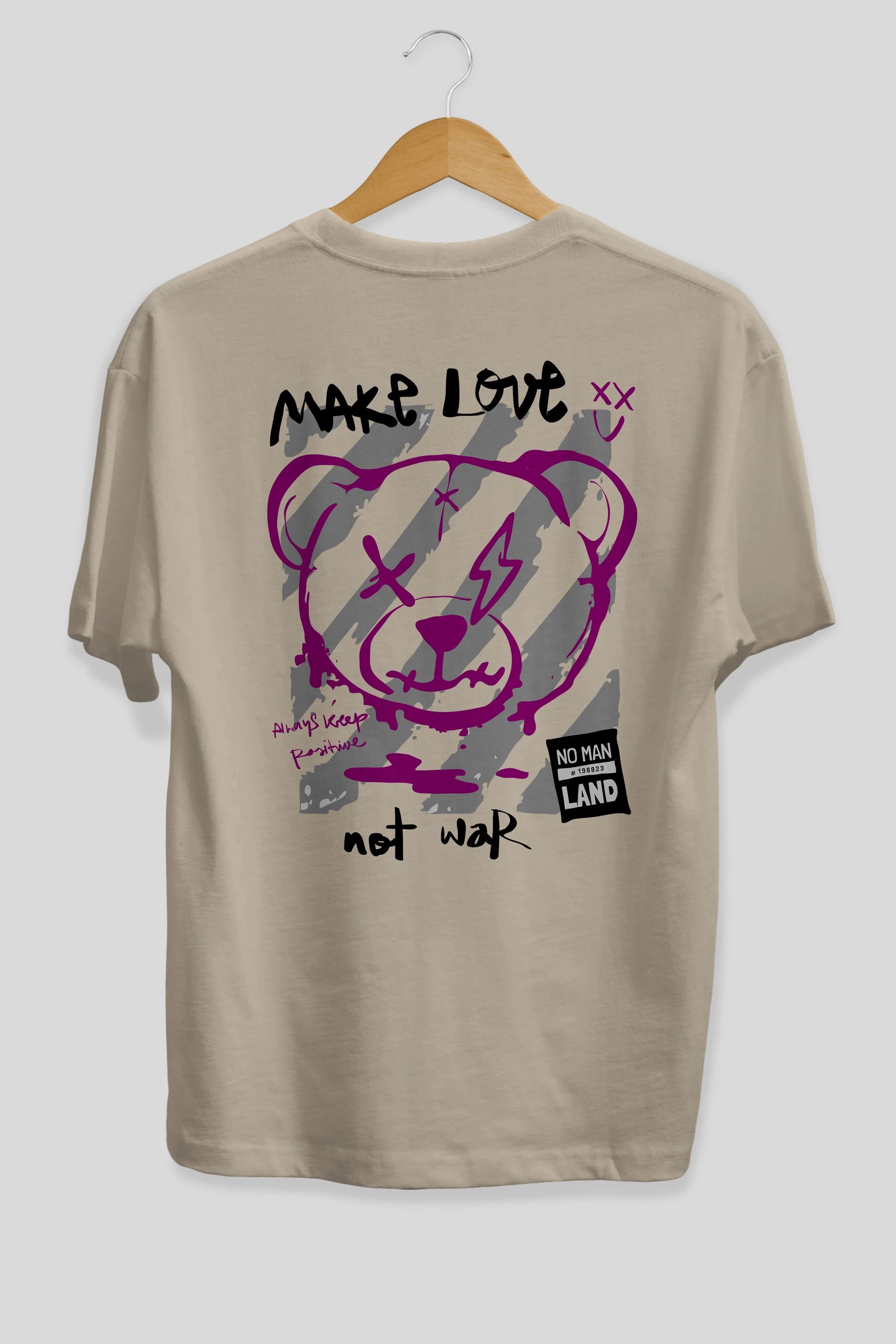Make Love Bear Arka Baskılı Oversize t-shirt Erkek Kadın Unisex