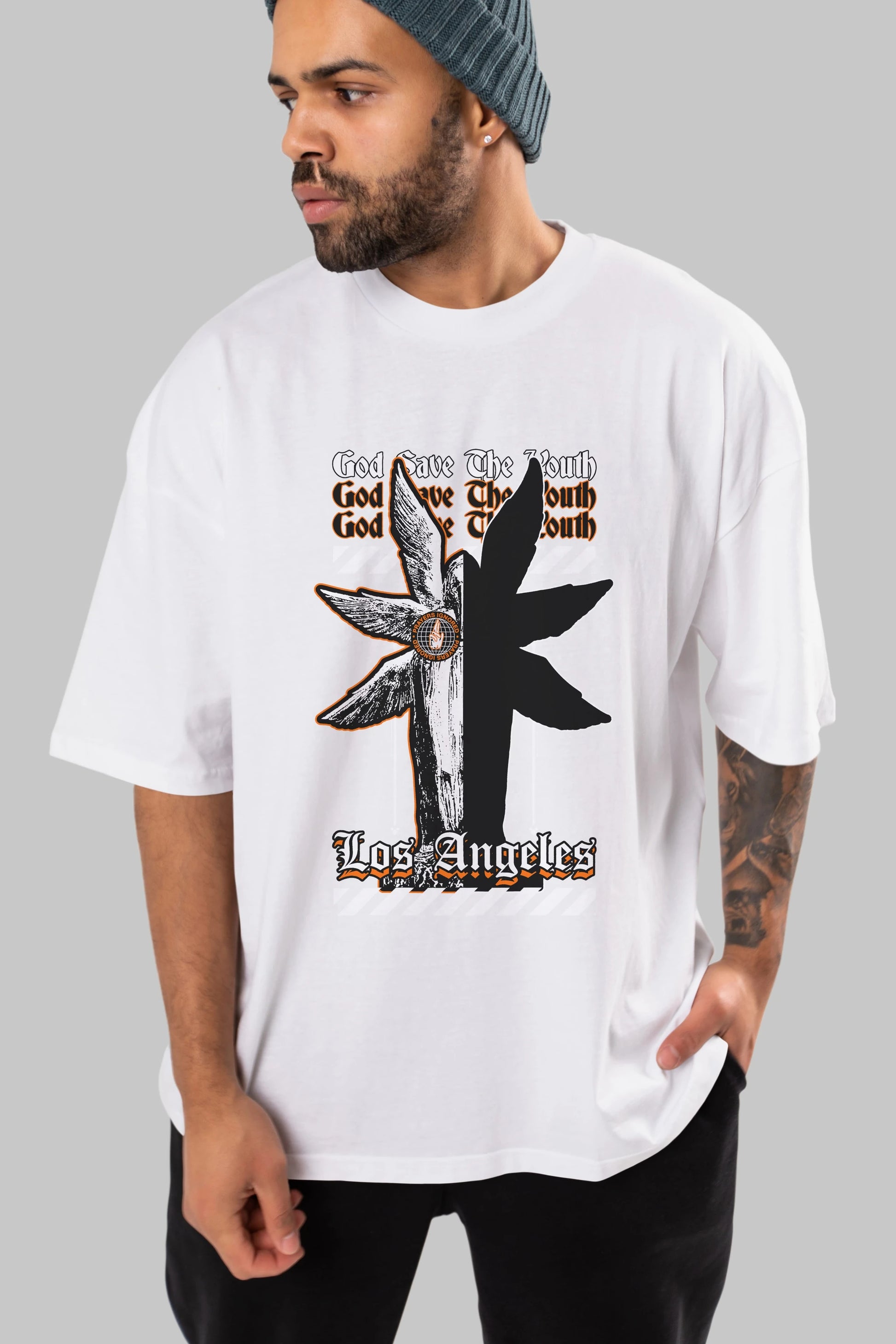God Save The Youth Ön Baskılı Oversize t-shirt Erkek Kadın Unisex
