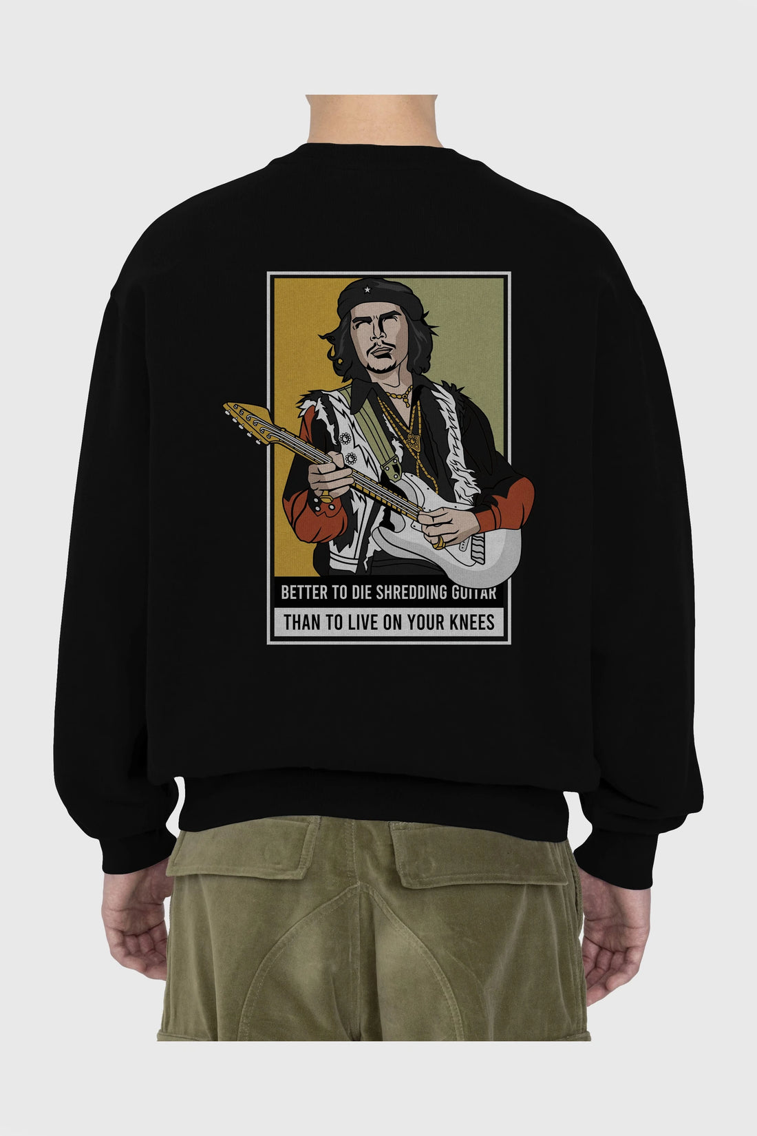 Che Guevara Hendrix Arka Baskılı Oversize Sweatshirt Erkek Kadın Unisex