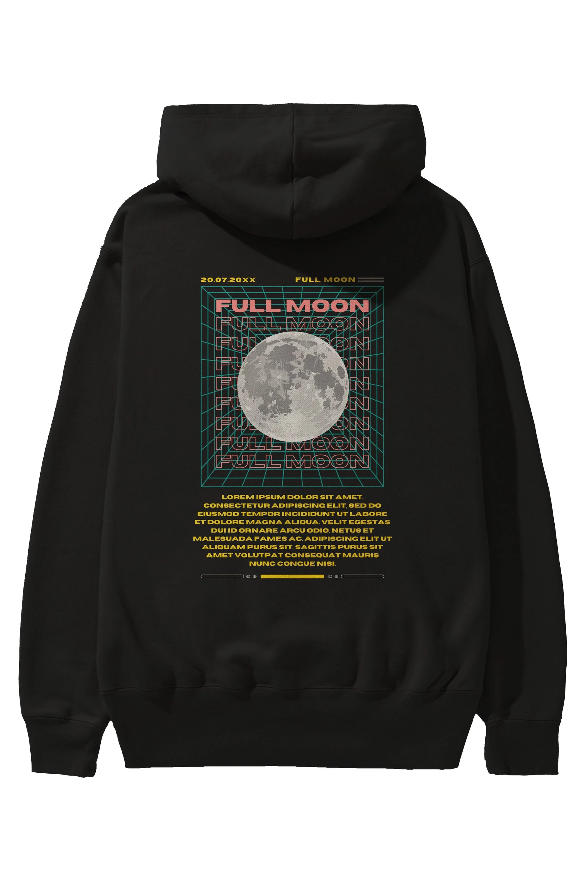 Full Moon Yazılı Arka Baskılı Oversize Hoodie Kapüşonlu Sweatshirt Erkek Kadın Unisex