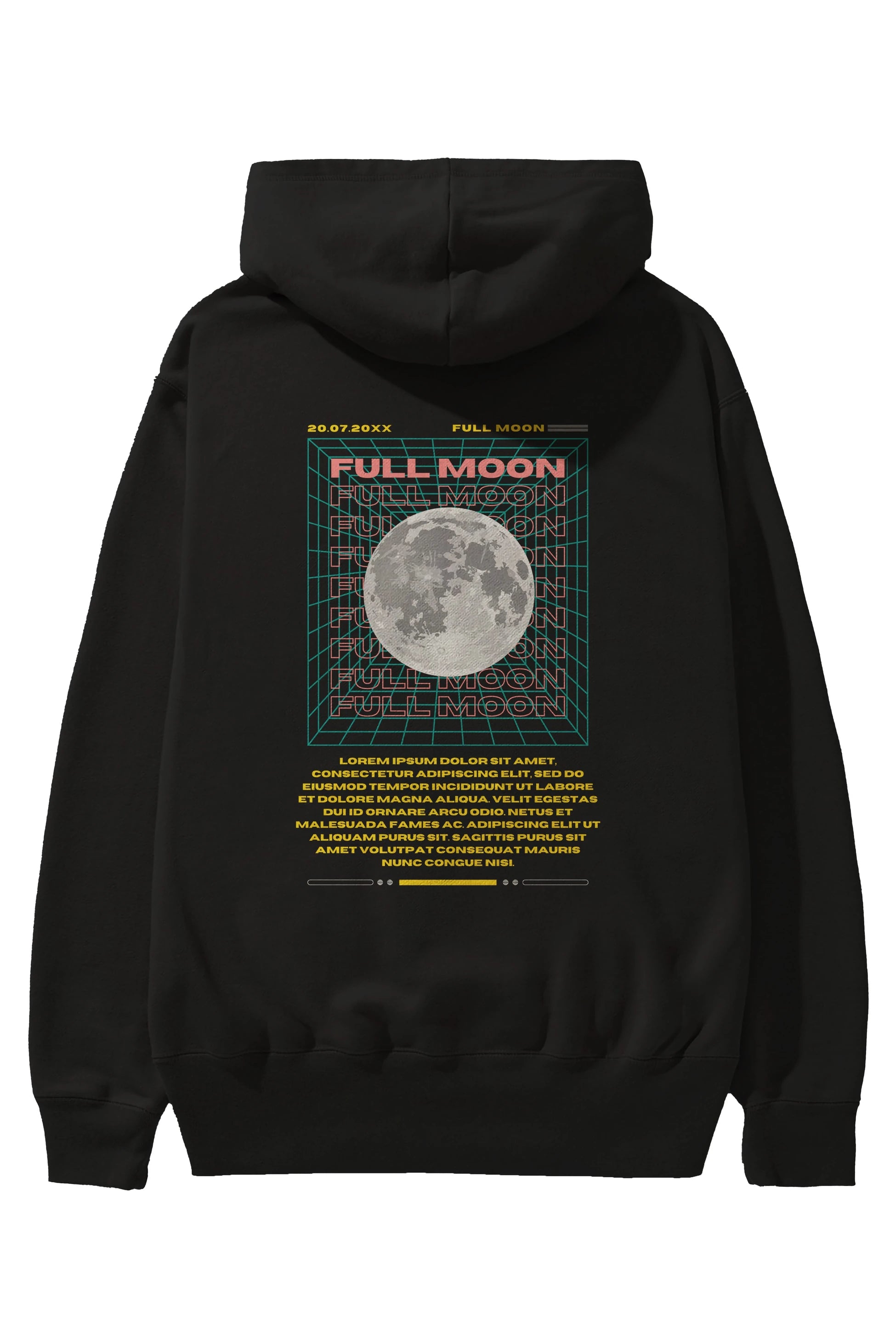Full Moon Yazılı Arka Baskılı Oversize Hoodie Kapüşonlu Sweatshirt Erkek Kadın Unisex