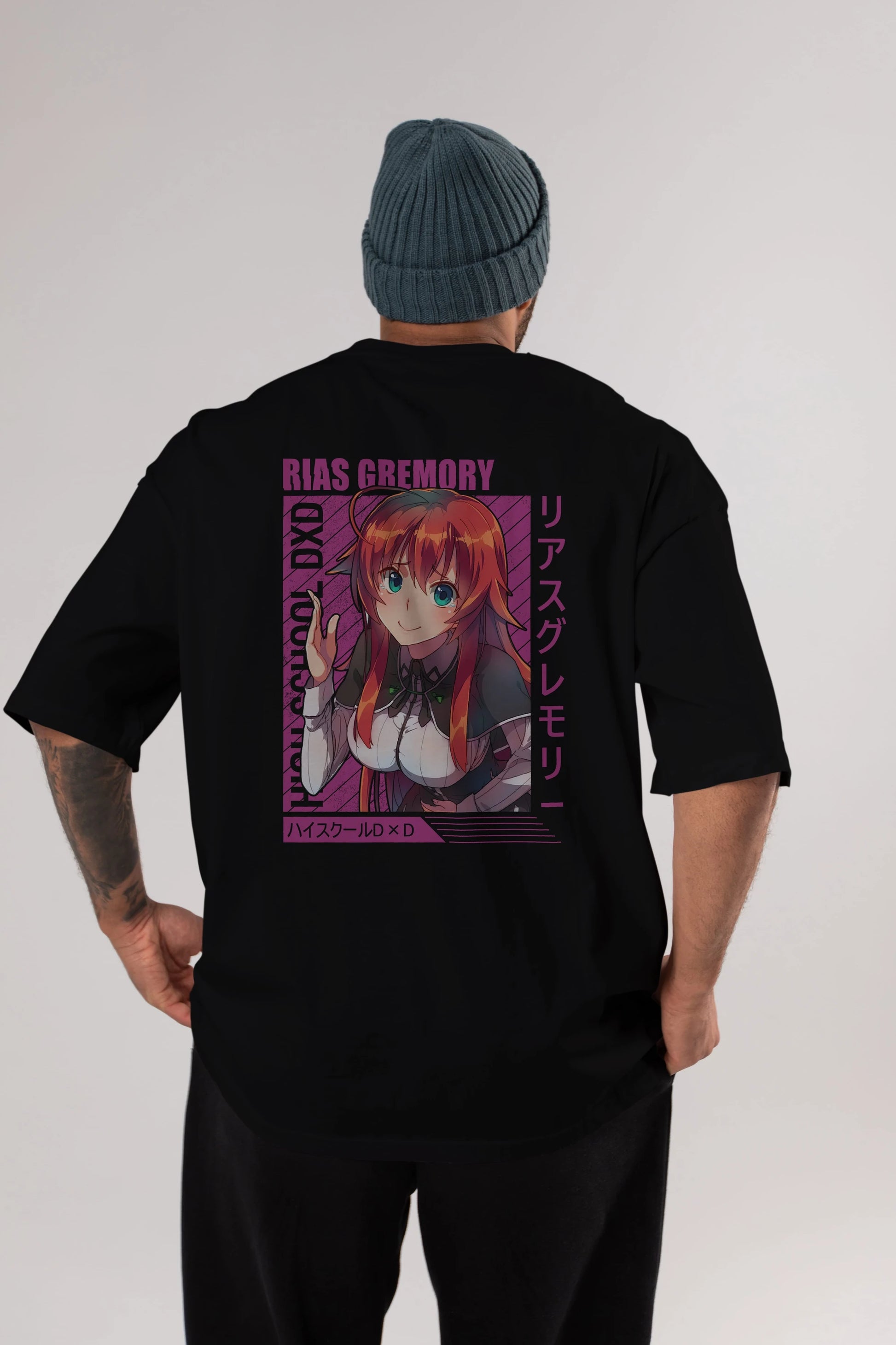 Rias Gremory 10 Anime Arka Baskılı Oversize t-shirt Erkek Kadın Unisex