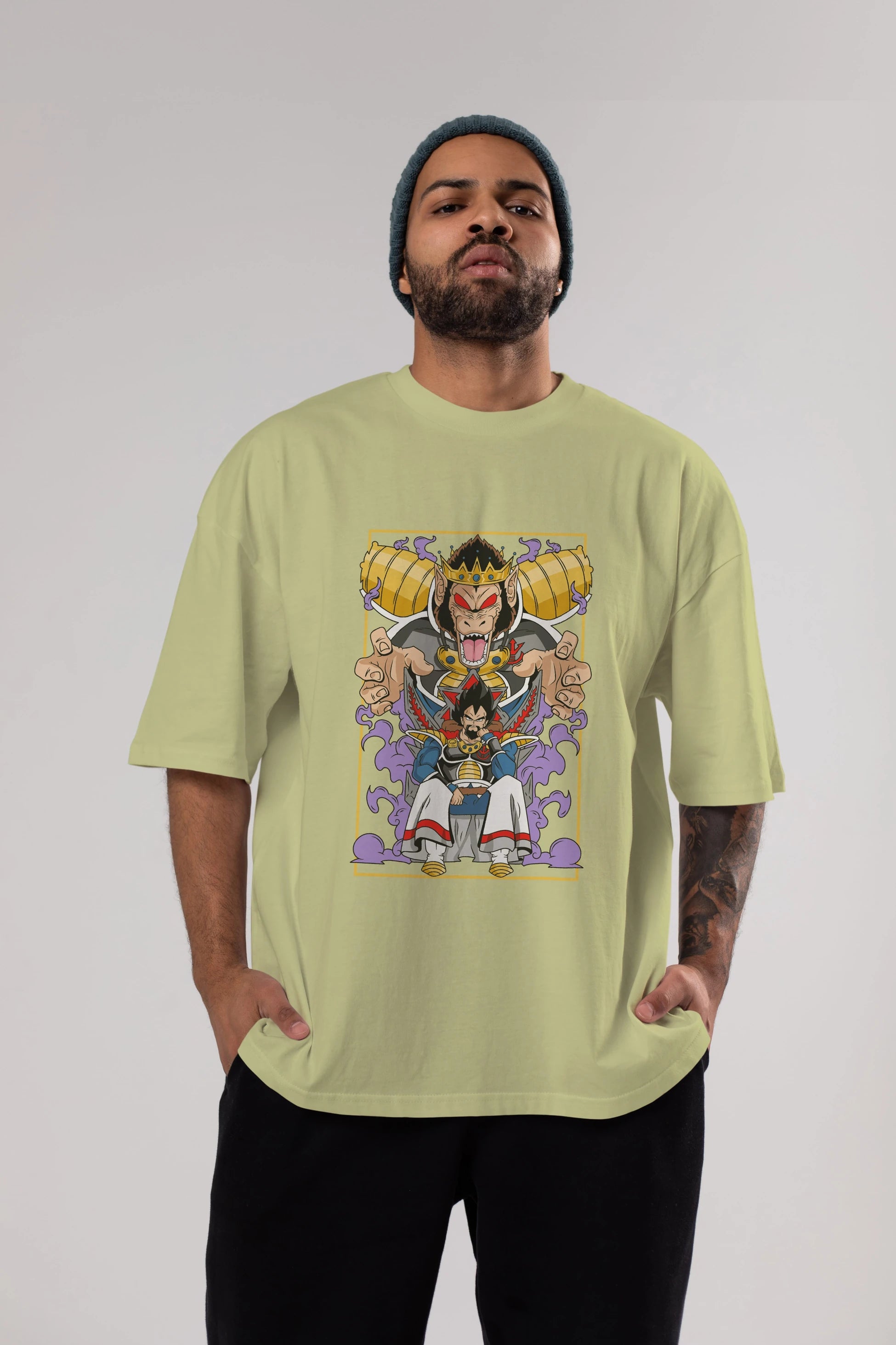 DragonBall ReyVegeta Anime Ön Baskılı Oversize t-shirt %100 pamuk Erkek Kadın Unisex
