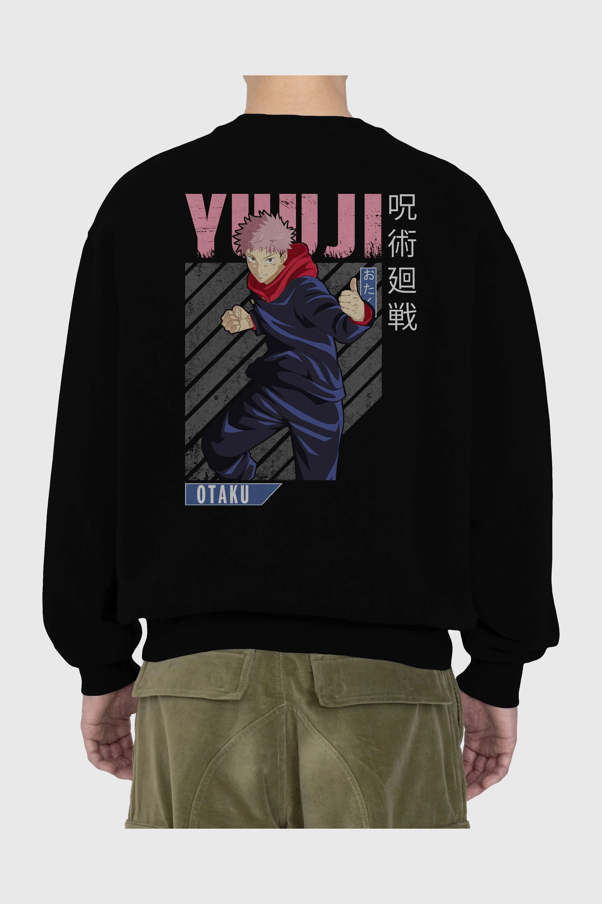 Yuuji Itadori Anime Arka Baskılı Oversize Sweatshirt Erkek Kadın Unisex