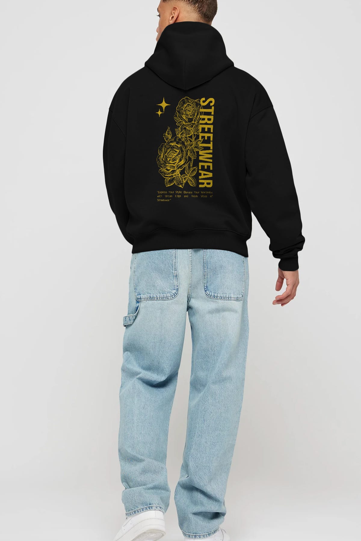 Minimalist Streetwear Arka Baskılı Oversize Hoodie Kapüşonlu Sweatshirt Erkek Kadın Unisex