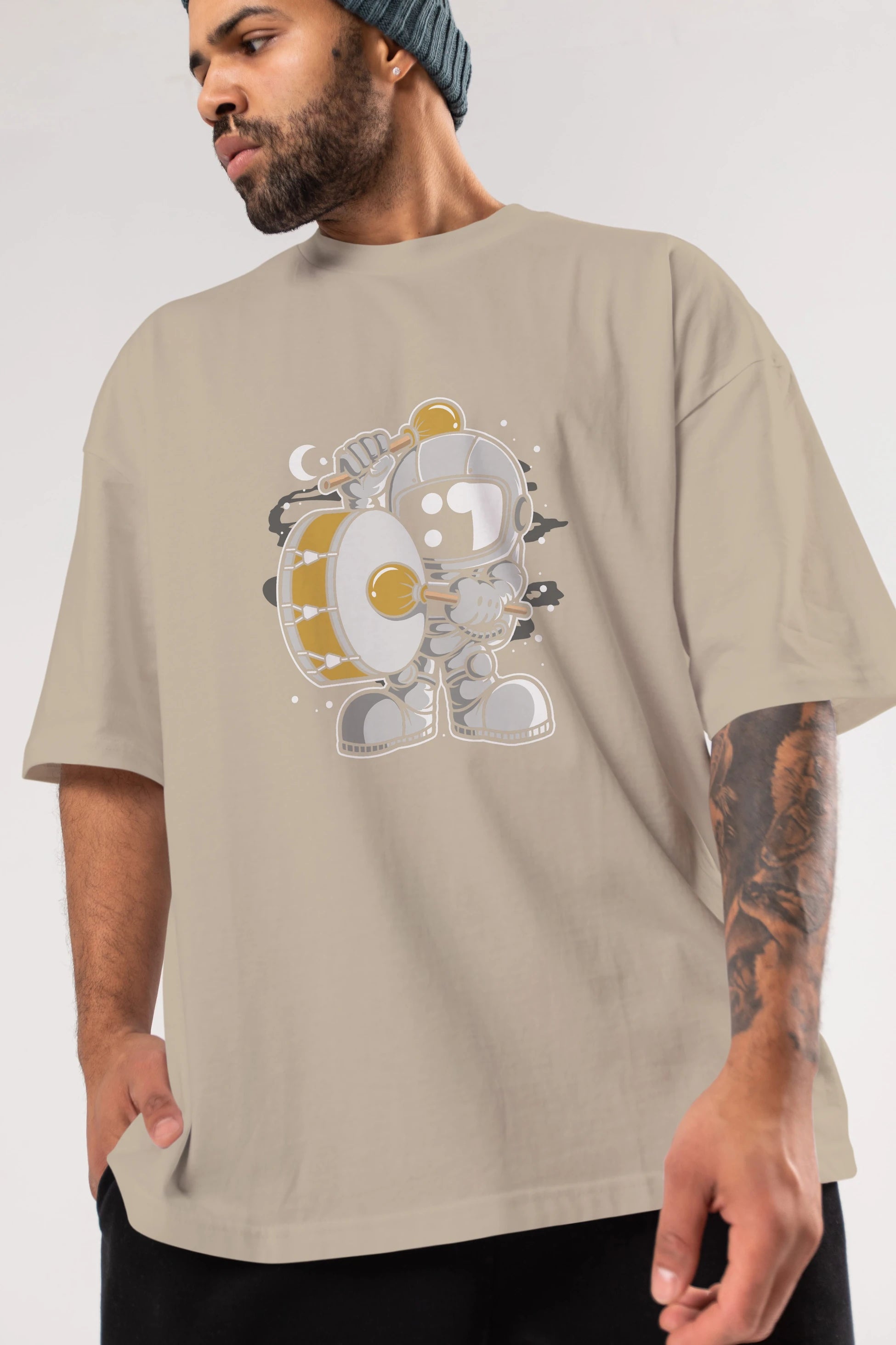Astronaut Marching Band Ön Baskılı Oversize t-shirt Erkek Kadın Unisex